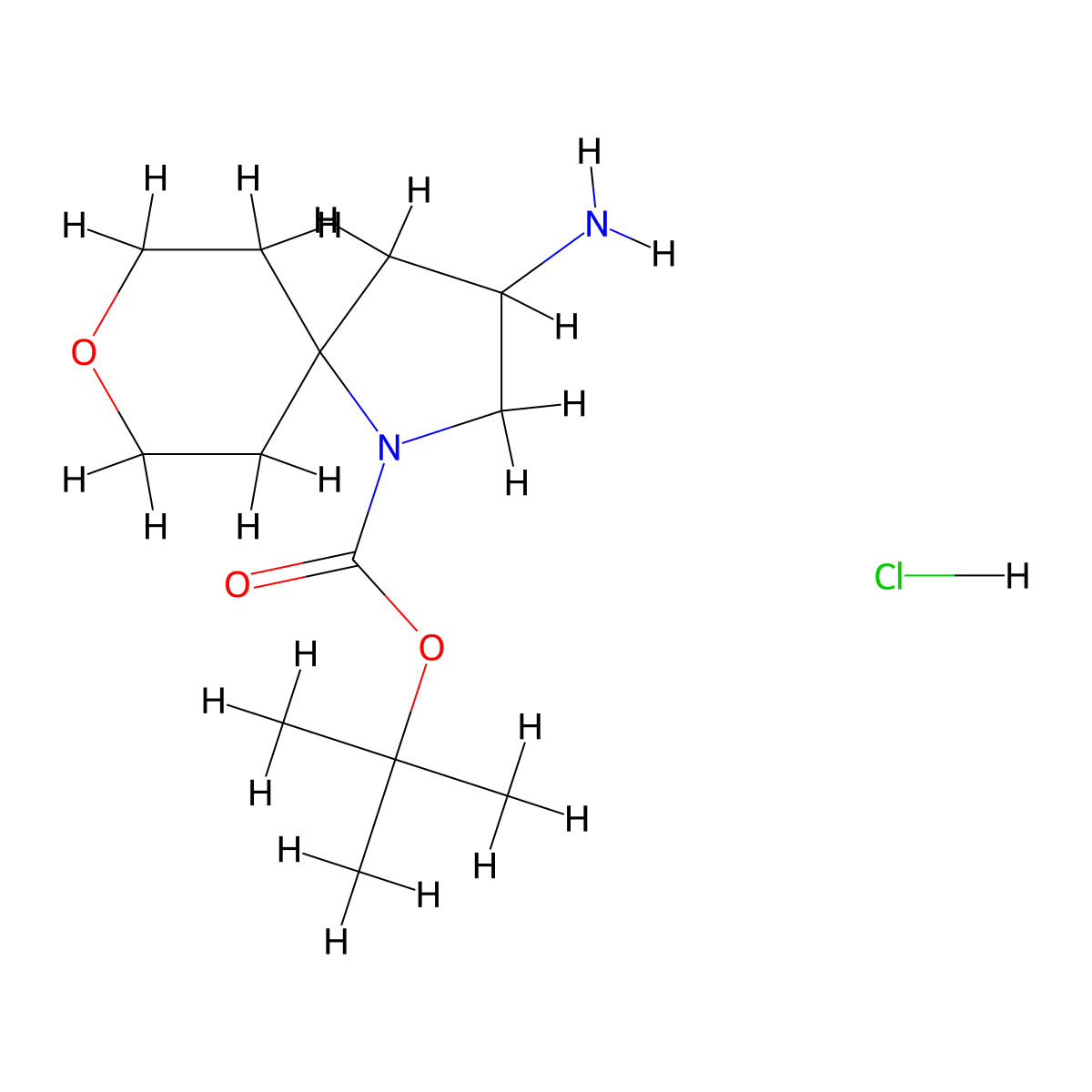 Tert-butyl 3-amino-8-oxa-1-azaspiro[4.5]decane-1-carboxylate hydrochloride molecular structure, CAS 2253639-36-8