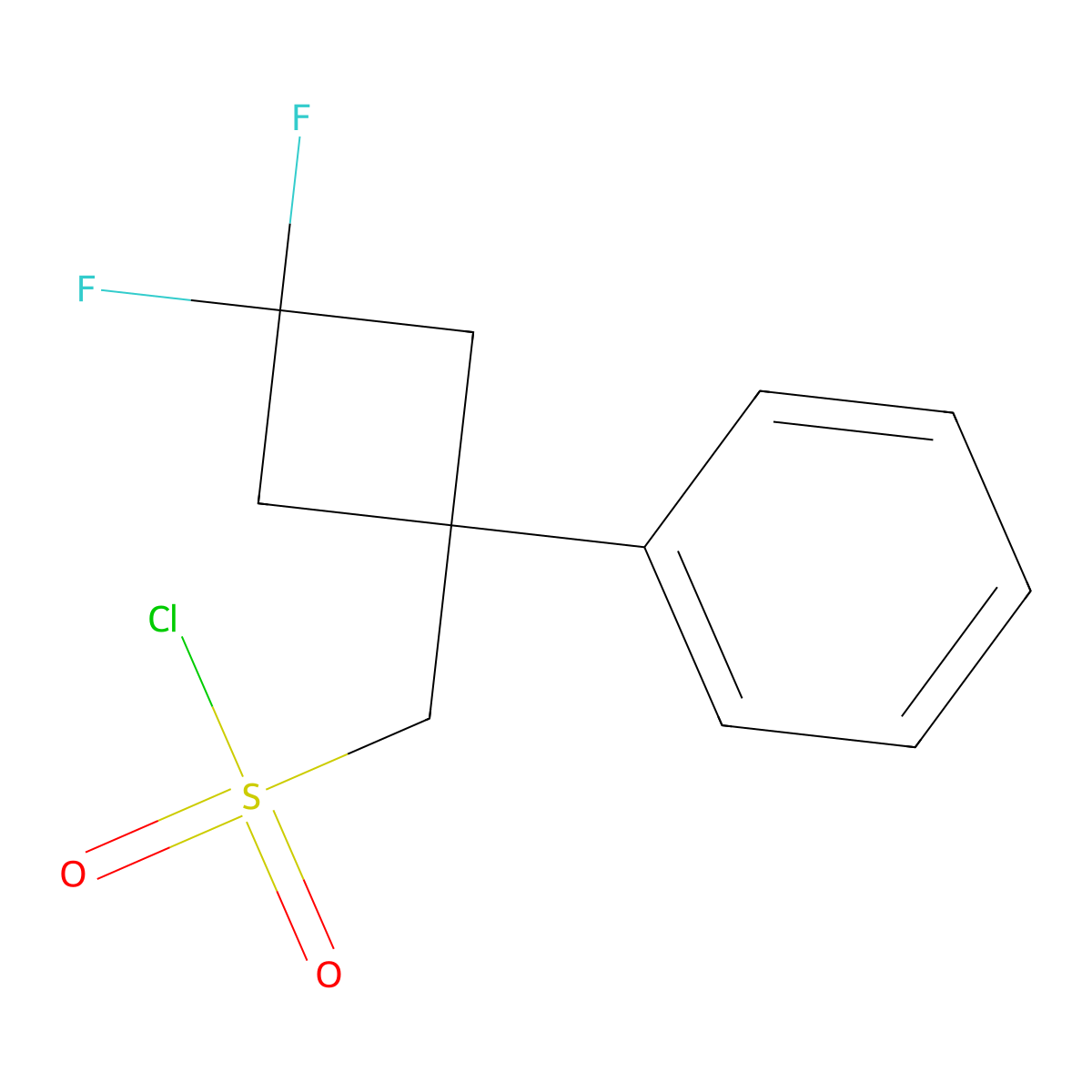 (3,3-Difluoro-1-phenylcyclobutyl)methanesulfonyl chloride molecular structure, CAS 2253639-37-9