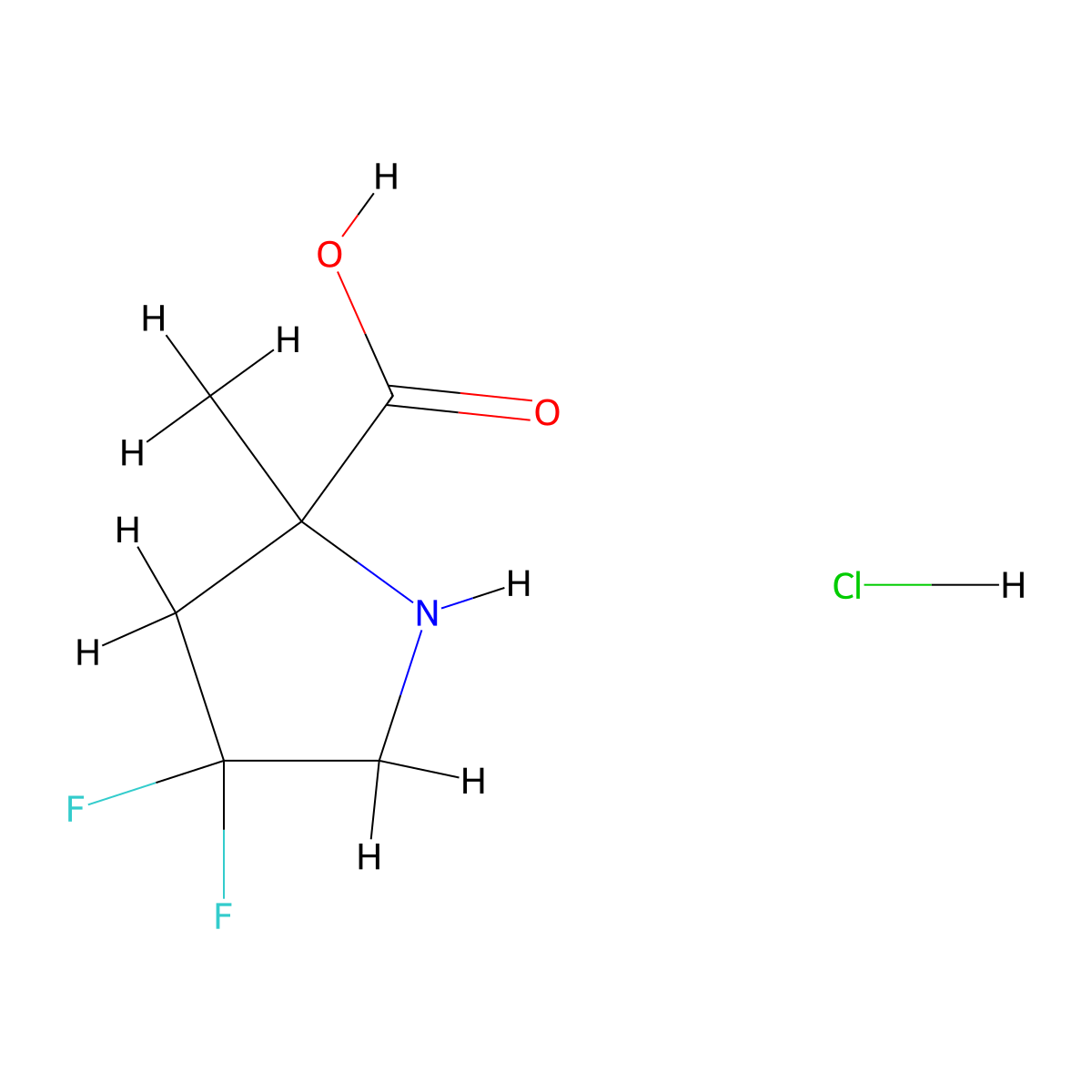 4,4-Difluoro-2-methylpyrrolidine-2-carboxylic acid hydrochloride molecular structure, CAS 2253639-41-5