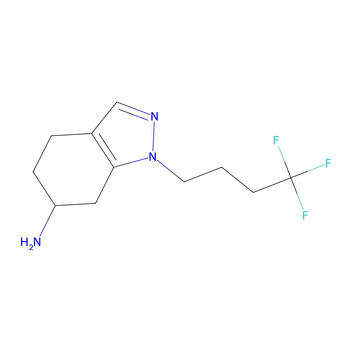 1-(4,4,4-trifluorobutyl)-4,5,6,7-tetrahydro-1H-indazol-6-amine molecular structure, CAS 2253639-47-1