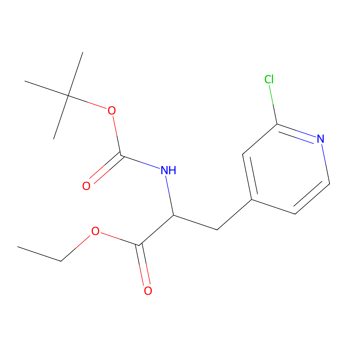 Ethyl 2-{[(tert-butoxy)carbonyl]amino}-3-(2-chloropyridin-4-yl)propanoate molecular structure, CAS 2253639-52-8