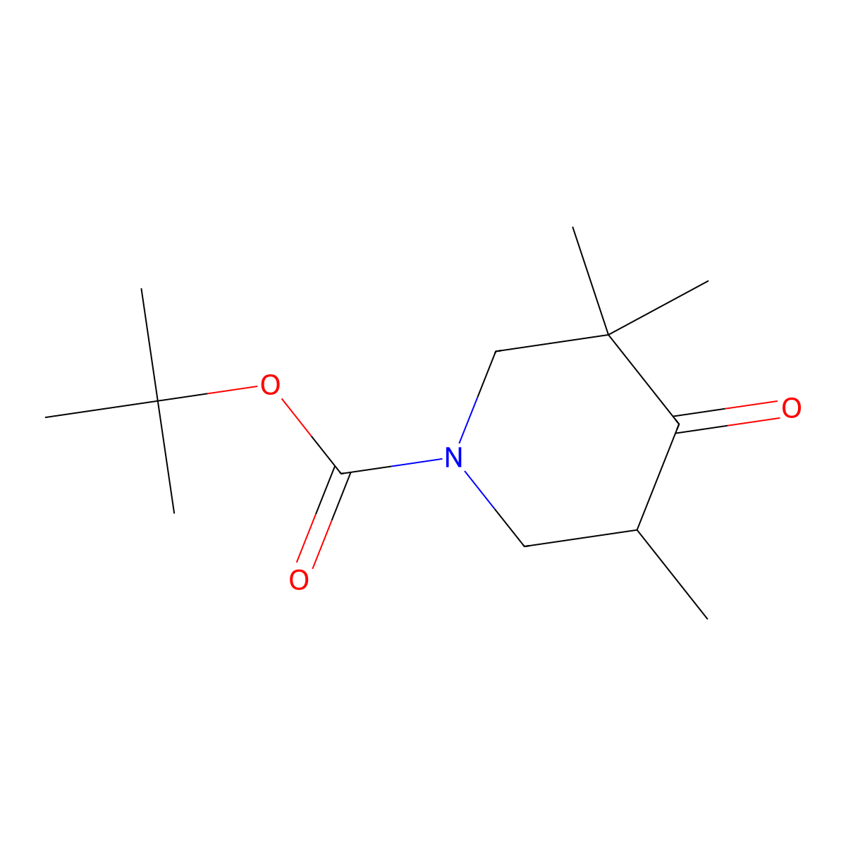 Tert-butyl 3,3,5-trimethyl-4-oxopiperidine-1-carboxylate molecular structure, CAS 2253639-55-1