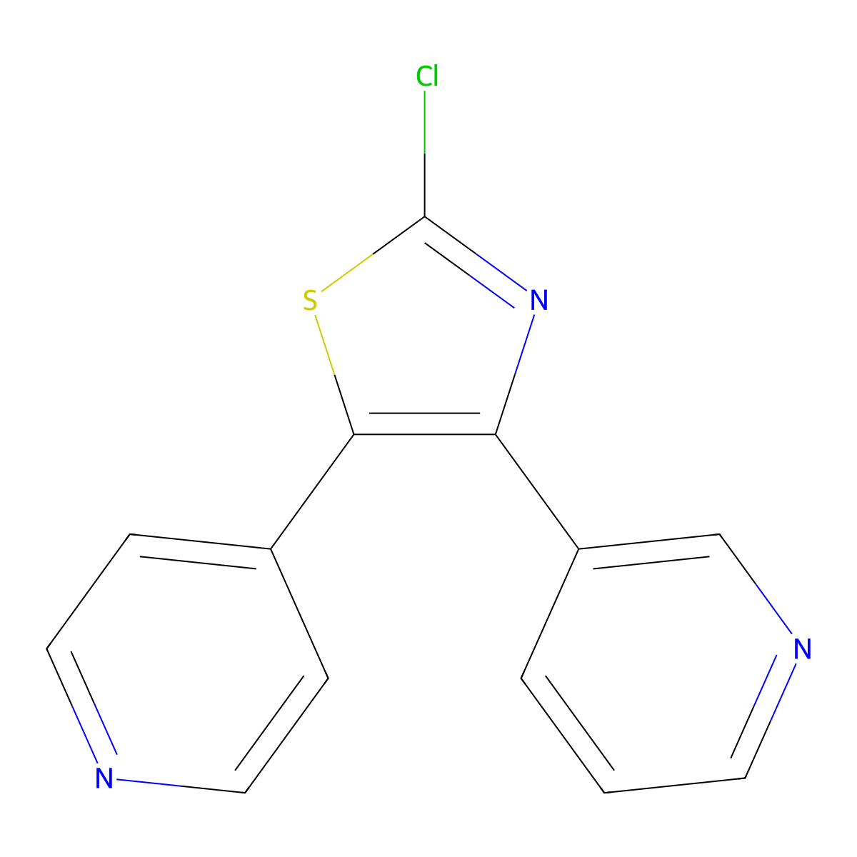 4-[2-Chloro-4-(pyridin-3-yl)-1,3-thiazol-5-yl]pyridine molecular structure, CAS 2253639-60-8