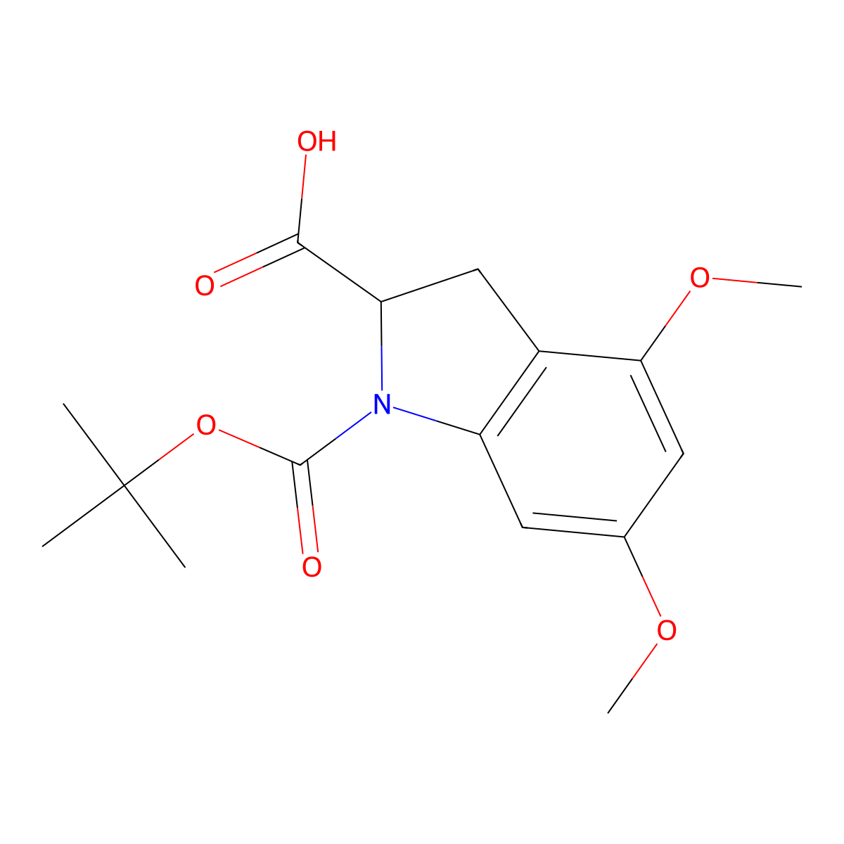 1-[(tert-butoxy)carbonyl]-4,6-dimethoxy-2,3-dihydro-1H-indole-2-carboxylic acid molecular structure, CAS 2253639-64-2