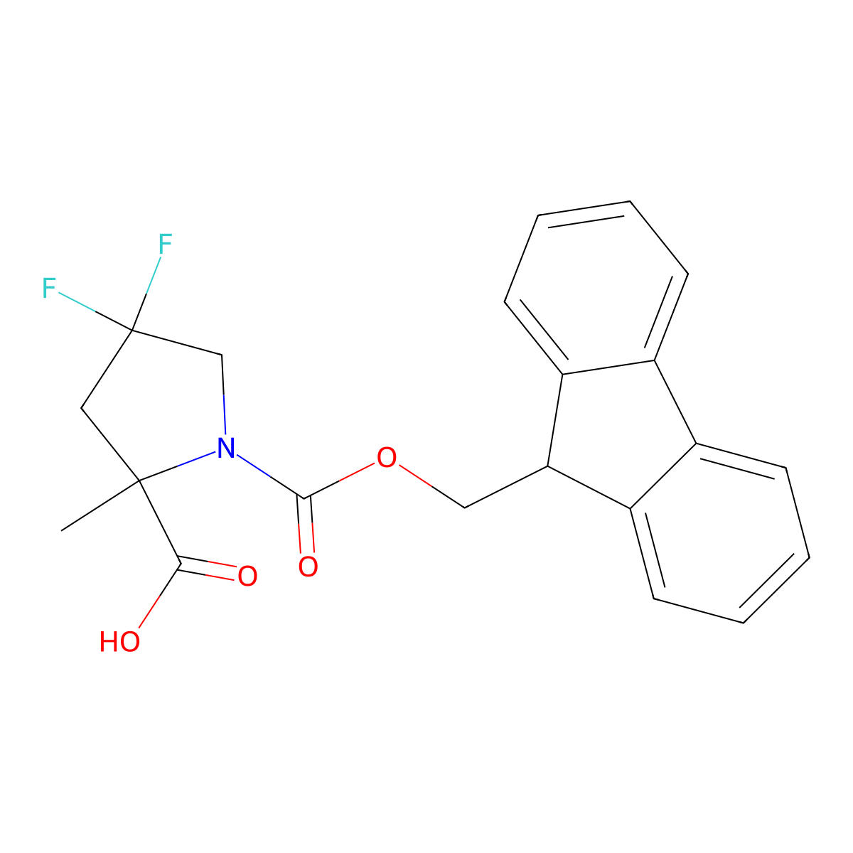 1-(((9H-fluoren-9-yl)methoxy)carbonyl)-4,4-difluoro-2-methylpyrrolidine-2-carboxylic acid molecular structure, CAS 2253639-72-2