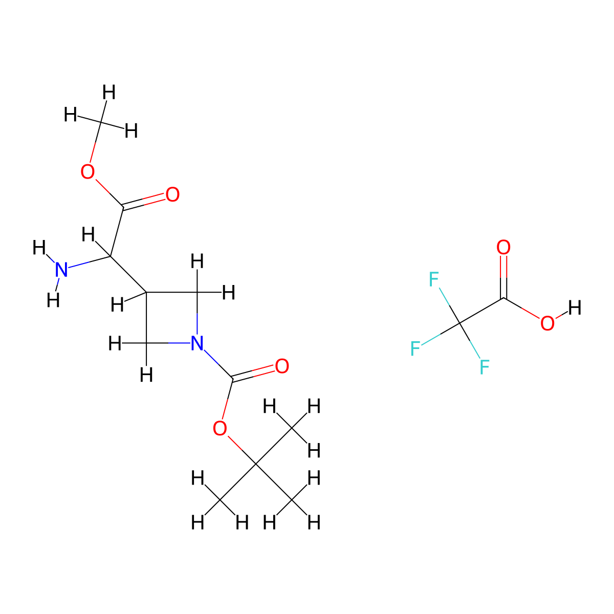 Tert-butyl 3-(1-amino-2-methoxy-2-oxoethyl)azetidine-1-carboxylate, trifluoroacetic acid molecular structure, CAS 2253639-78-8