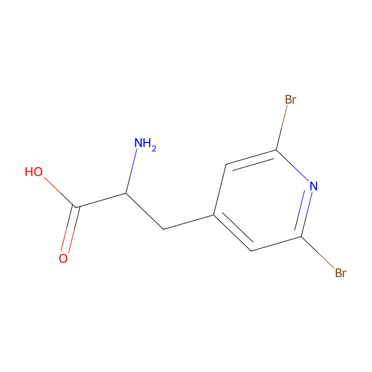 2-Amino-3-(2,6-dibromopyridin-4-yl)propanoic acid molecular structure, CAS 2253639-84-6
