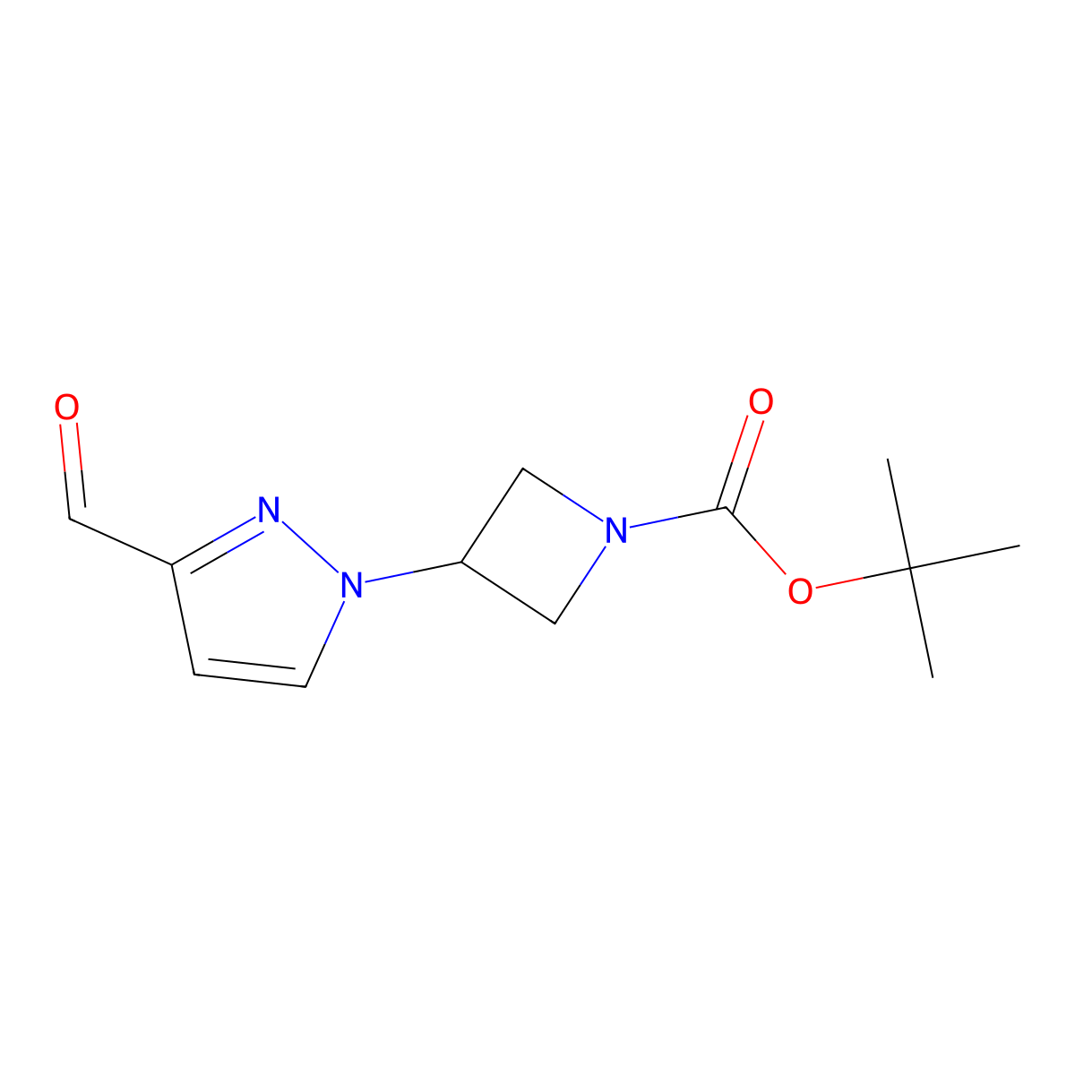 Tert-butyl 3-(3-formylpyrazol-1-yl)azetidine-1-carboxylate molecular structure, CAS 2253639-93-7