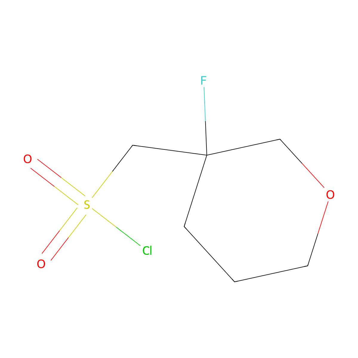 (3-Fluorooxan-3-yl)methanesulfonyl chloride molecular structure, CAS 2253640-03-6