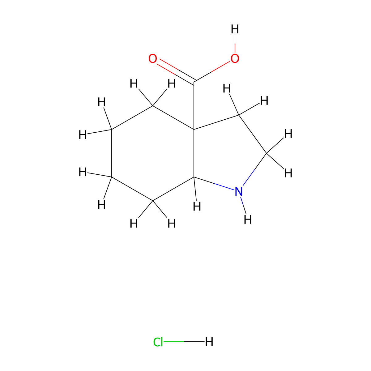 octahydro-1H-indole-3a-carboxylic acid hydrochloride molecular structure, CAS 2253640-13-8