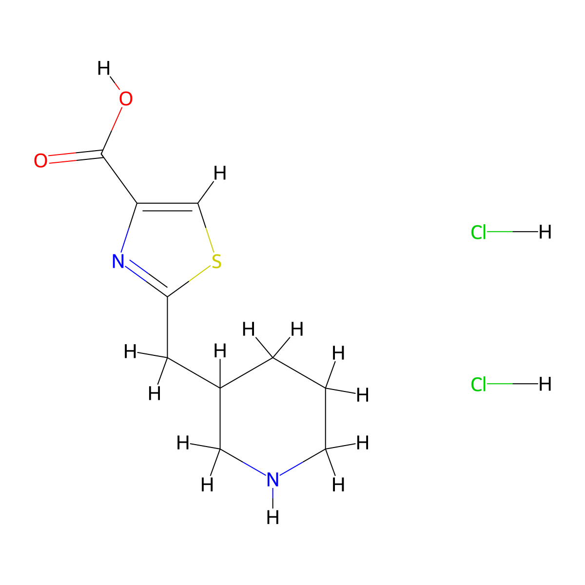 2-[(Piperidin-3-yl)methyl]-1,3-thiazole-4-carboxylic acid dihydrochloride molecular structure, CAS 2253640-15-0