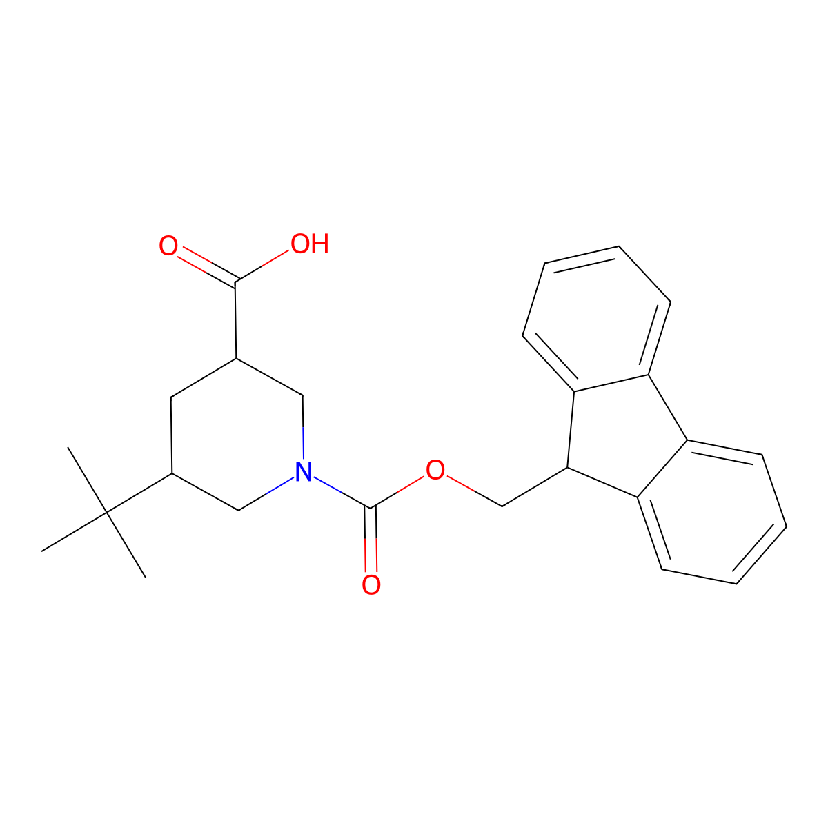 5-tert-butyl-1-{[(9H-fluoren-9-yl)methoxy]carbonyl}piperidine-3-carboxylic acid molecular structure, CAS 2253640-16-1