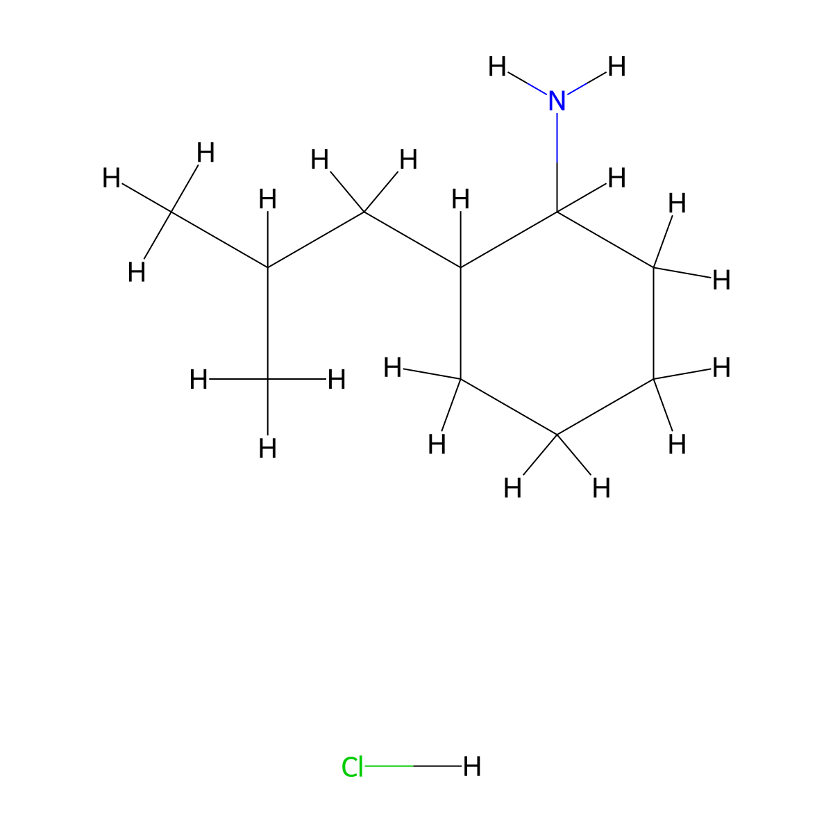 2-(2-Methylpropyl)cyclohexan-1-amine hydrochloride molecular structure, CAS 2253640-18-3