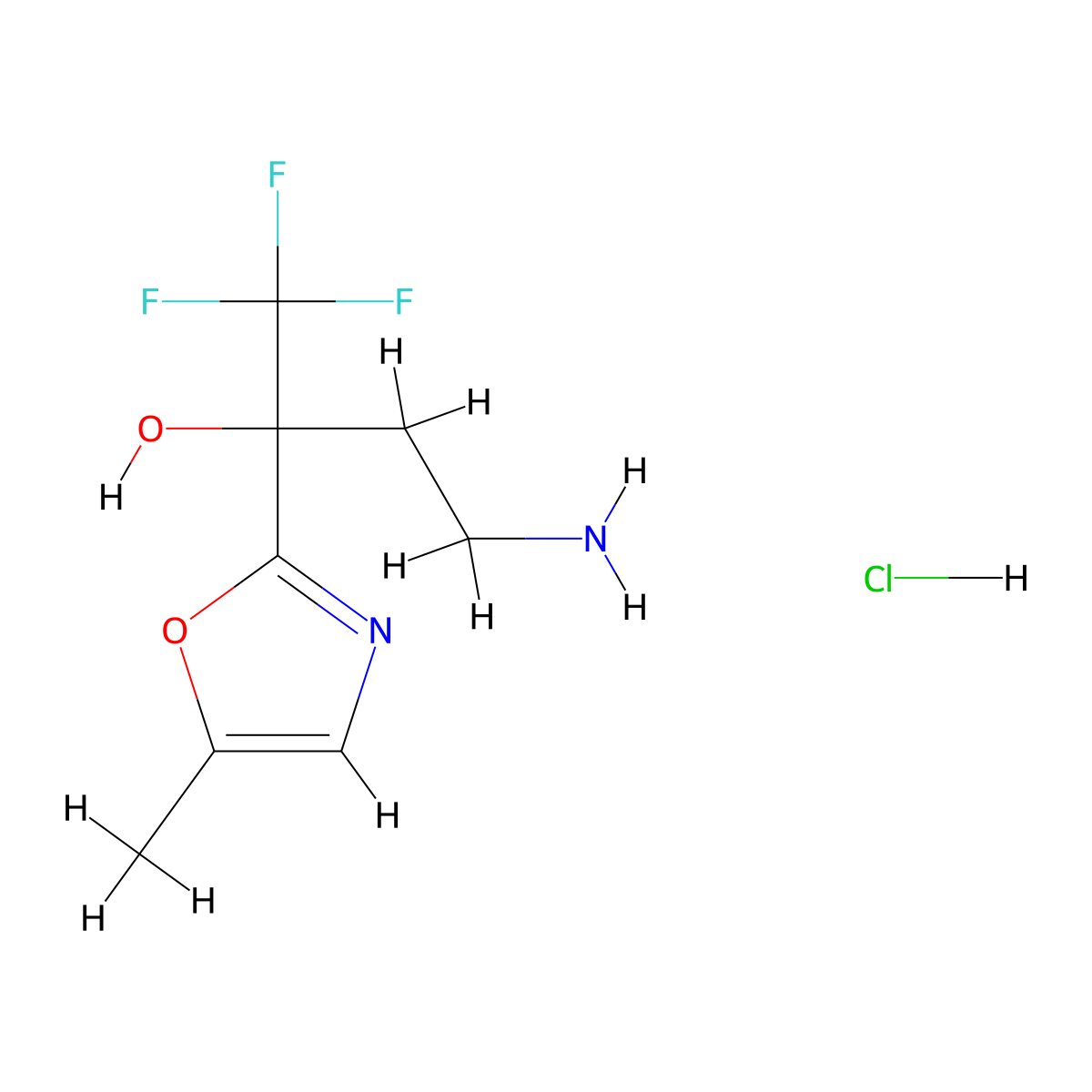 4-Amino-1,1,1-trifluoro-2-(5-methyl-1,3-oxazol-2-yl)butan-2-ol hydrochloride molecular structure, CAS 2253640-23-0