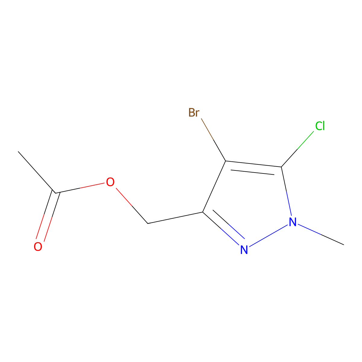 (4-bromo-5-chloro-1-methyl-1H-pyrazol-3-yl)methyl acetate molecular structure, CAS 2253640-24-1