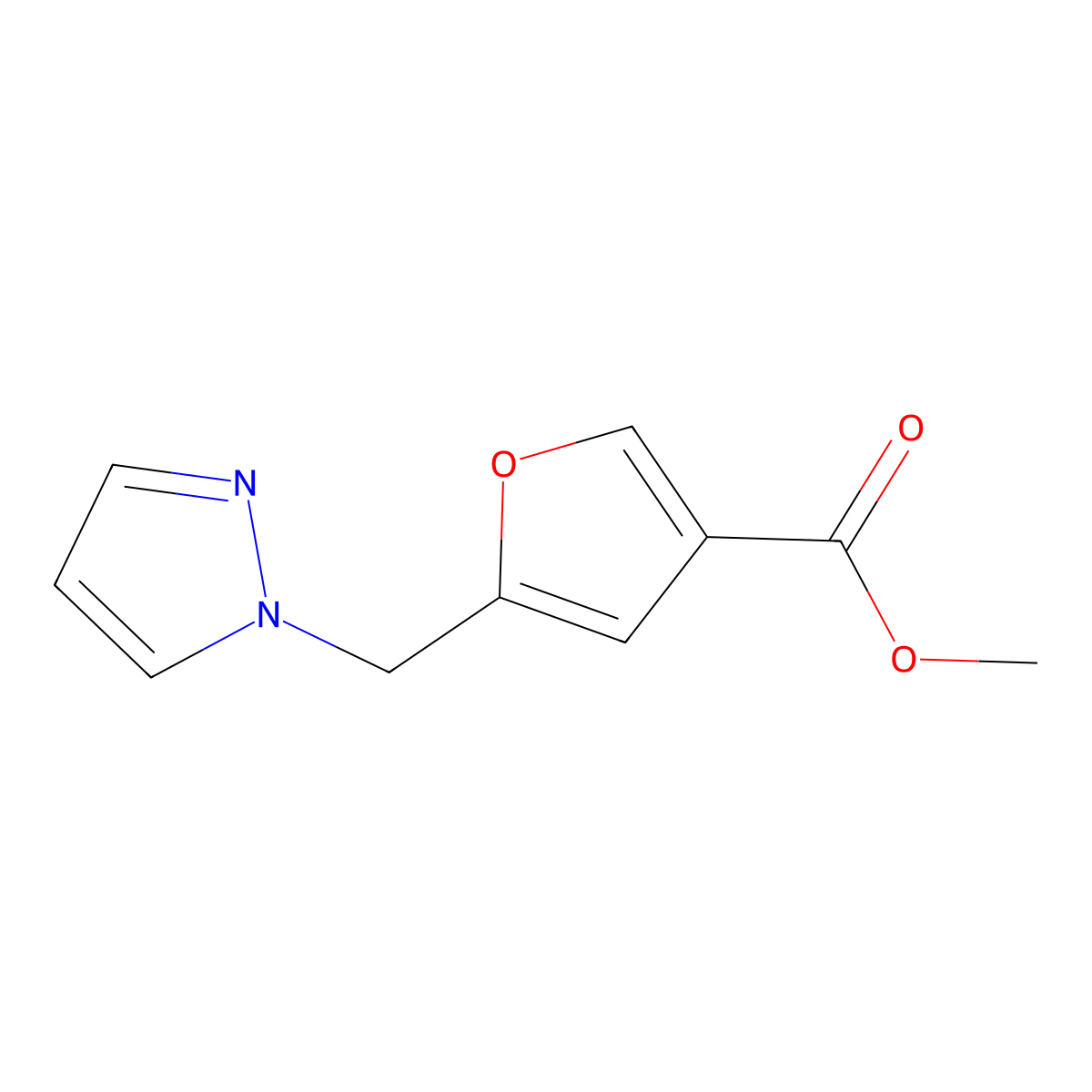 methyl 5-[(1H-pyrazol-1-yl)methyl]furan-3-carboxylate molecular structure, CAS 2253640-30-9