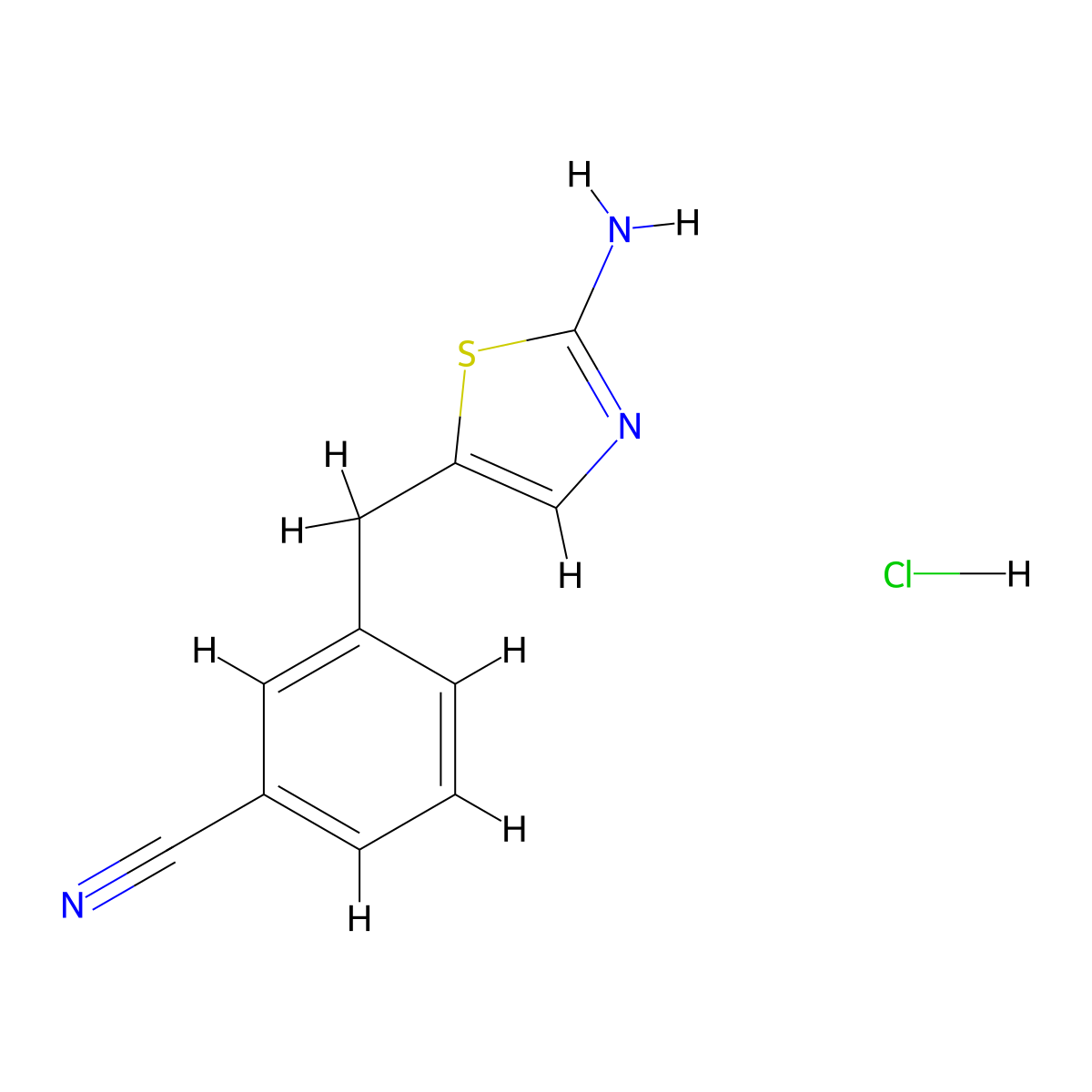 3-[(2-Amino-1,3-thiazol-5-yl)methyl]benzonitrile hydrochloride molecular structure, CAS 2253640-32-1