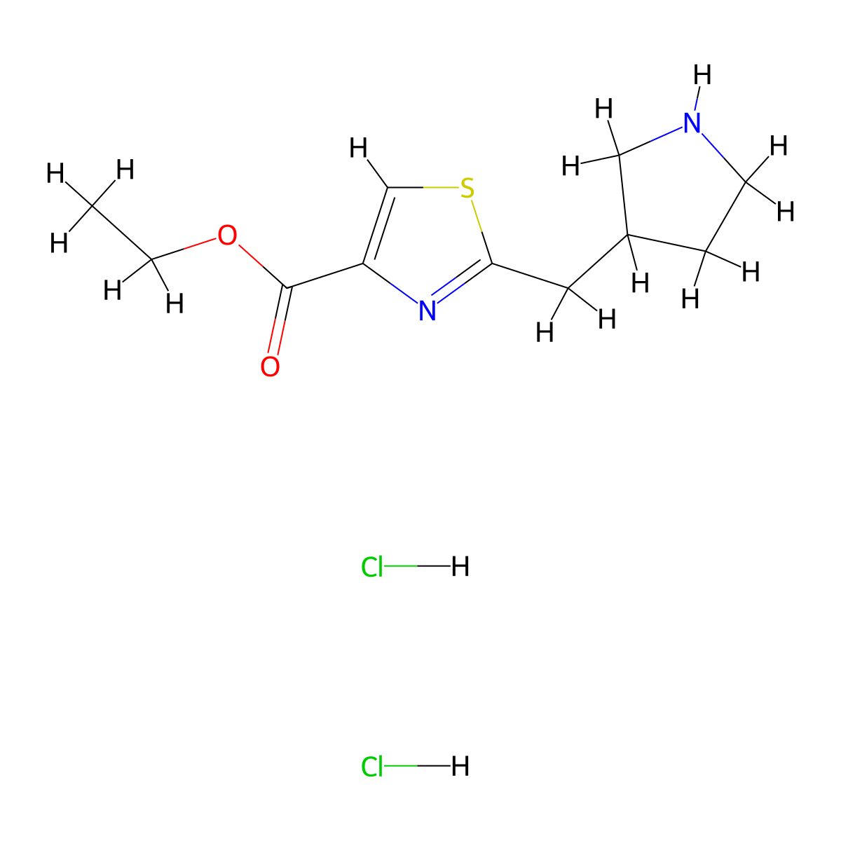 Ethyl2-[(pyrrolidin-3-yl)methyl]-1,3-thiazole-4-carboxylatedihydrochloride molecular structure, CAS 2253640-43-4