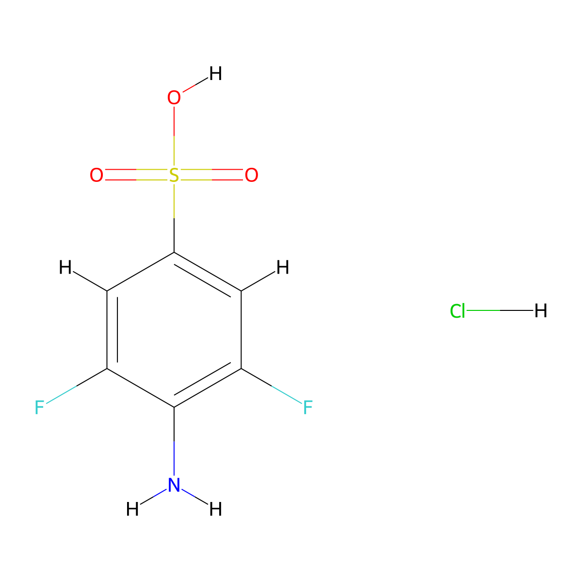 4-Amino-3,5-difluorobenzene-1-sulfonic acid hydrochloride molecular structure, CAS 2253640-58-1