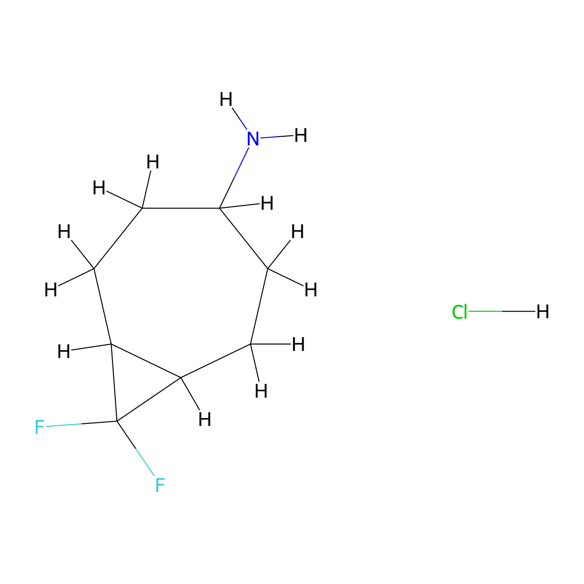 8,8-Difluorobicyclo[5.1.0]octan-4-amine hydrochloride molecular structure, CAS 2253640-60-5