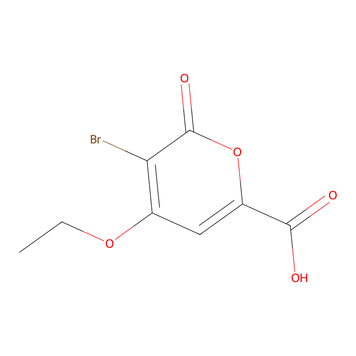 3-bromo-4-ethoxy-2-oxo-2H-pyran-6-carboxylic acid molecular structure, CAS 2253640-66-1