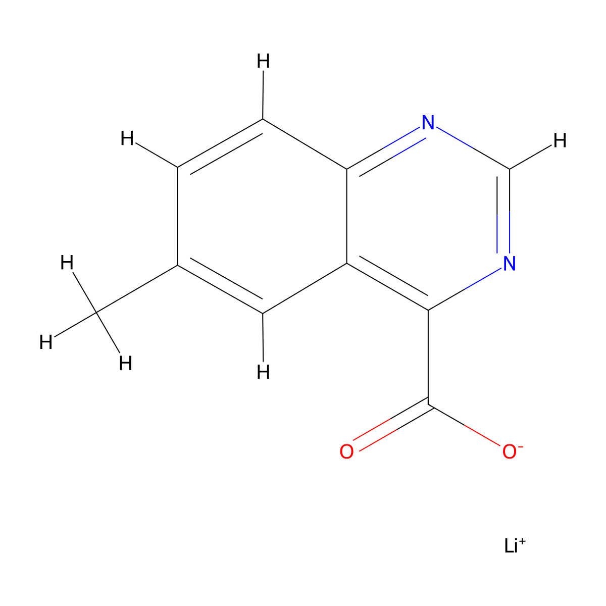 Lithium(1+) ion 6-methylquinazoline-4-carboxylate molecular structure, CAS 2253640-72-9