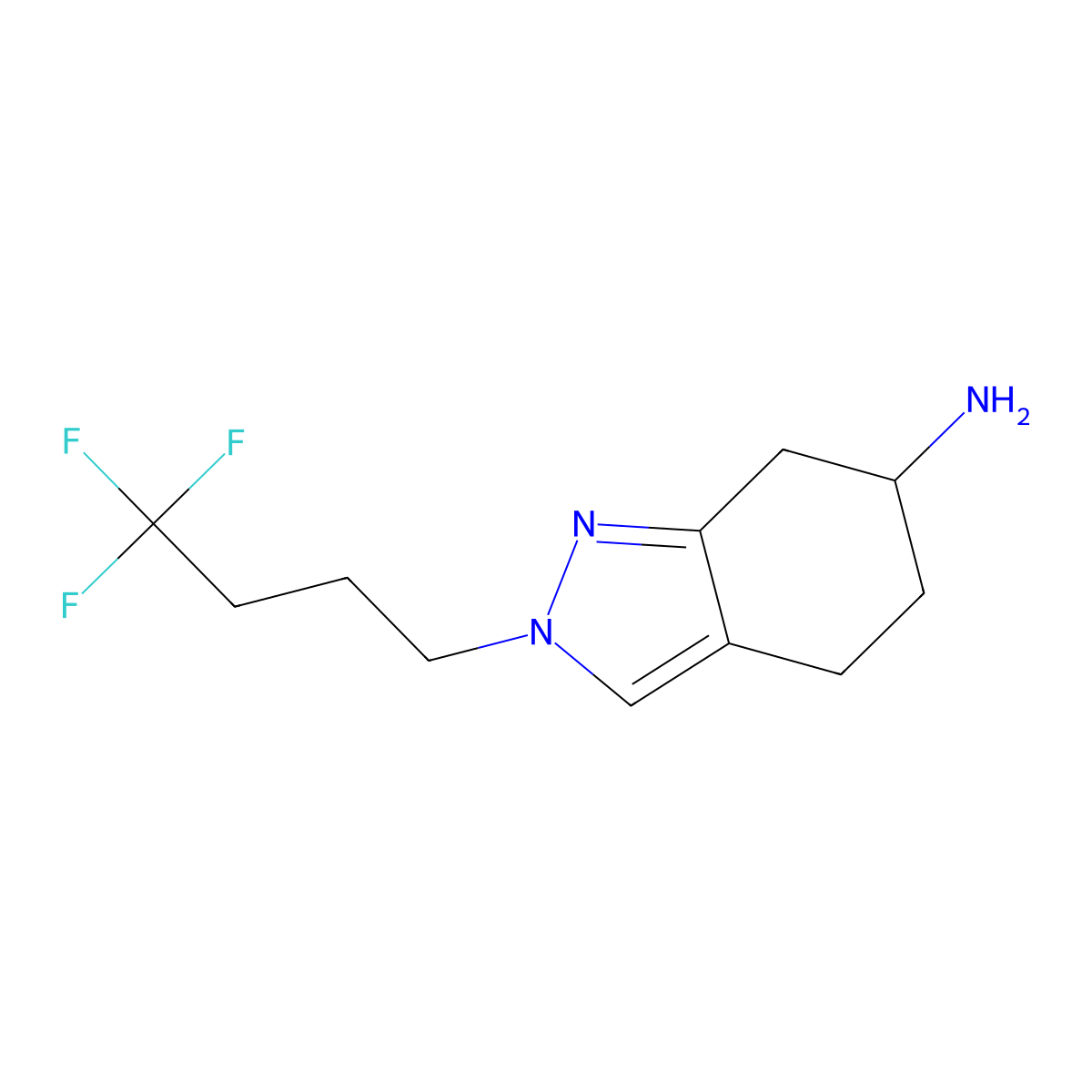 2-(4,4,4-trifluorobutyl)-4,5,6,7-tetrahydro-2H-indazol-6-amine molecular structure, CAS 2253640-88-7