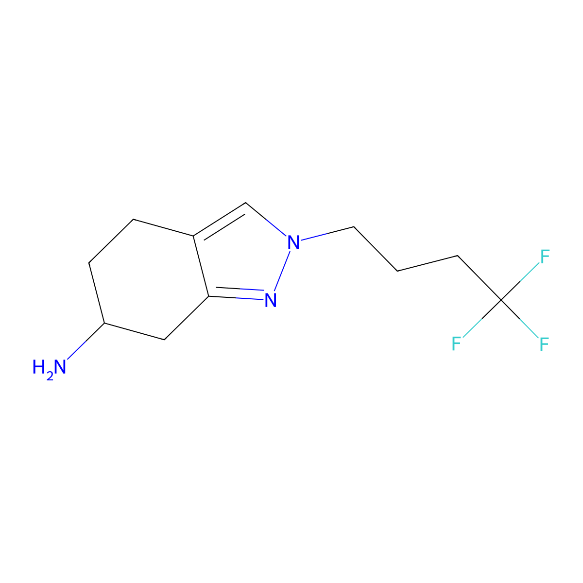 2-(4,4,4-trifluorobutyl)-4,5,6,7-tetrahydro-2H-indazol-6-amine molecular structure, CAS 2253640-88-7