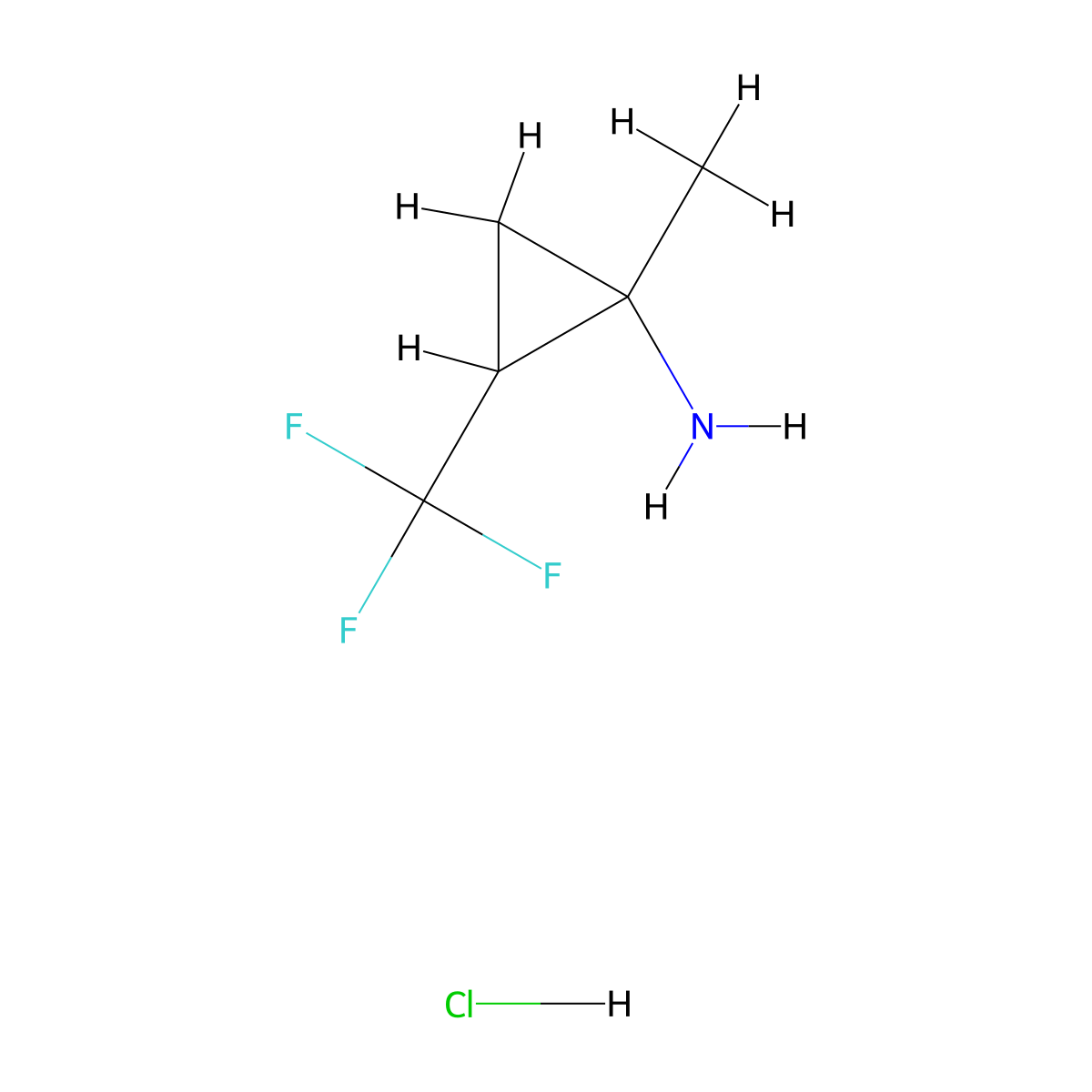 1-Methyl-2-(trifluoromethyl)cyclopropan-1-amine hydrochloride molecular structure, CAS 2253640-90-1