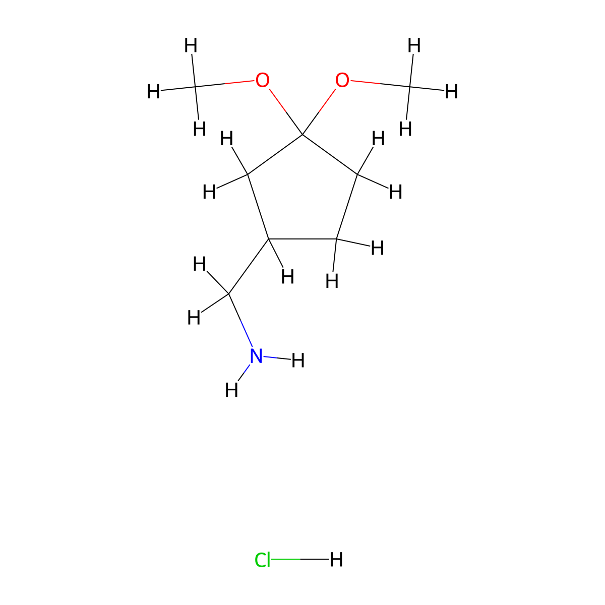 (3,3-Dimethoxycyclopentyl)methanamine hydrochloride molecular structure, CAS 2253640-95-6