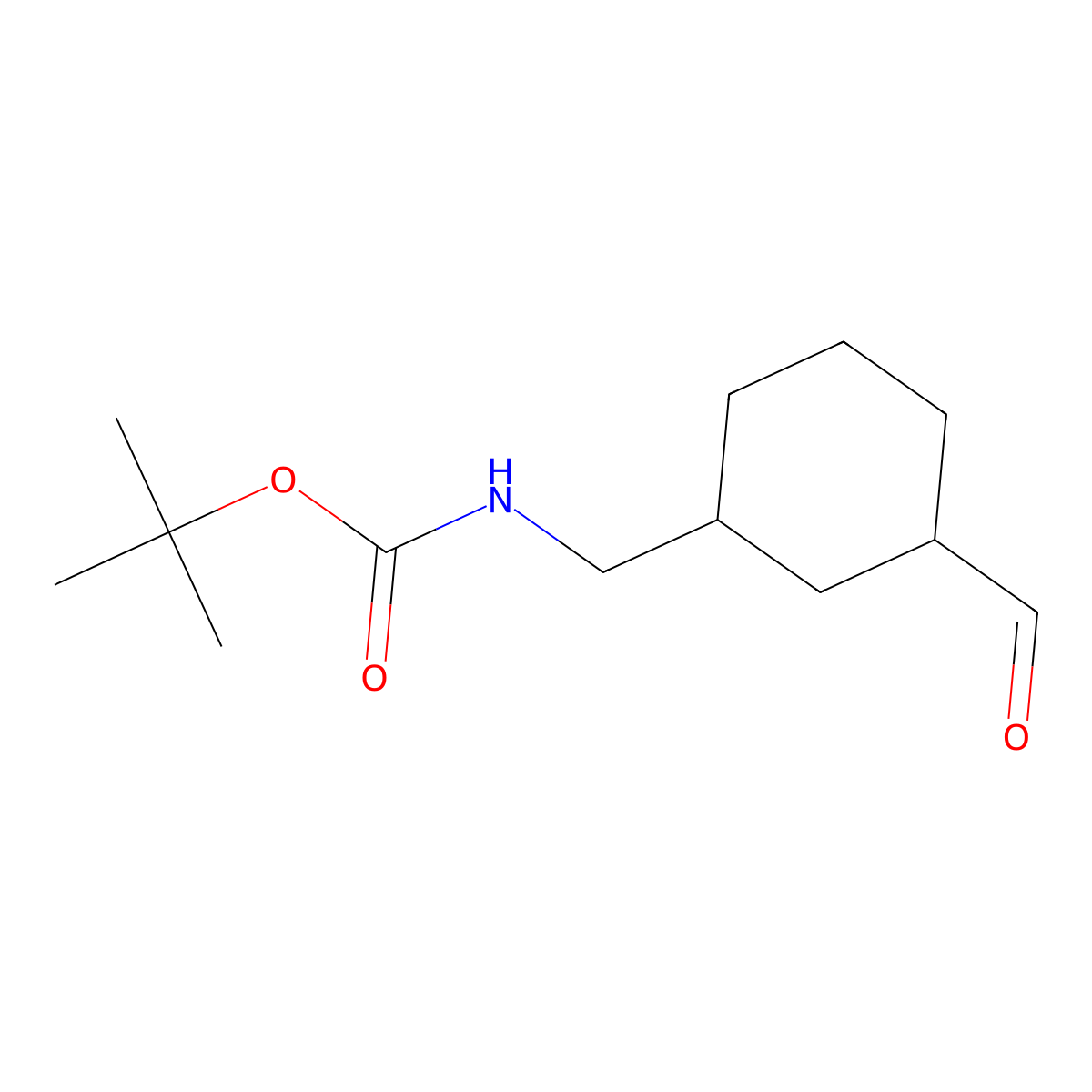 rac-tert-butyl N-(((1R,3S)-3-formylcyclohexyl)methyl)carbamate molecular structure, CAS 2253641-01-7