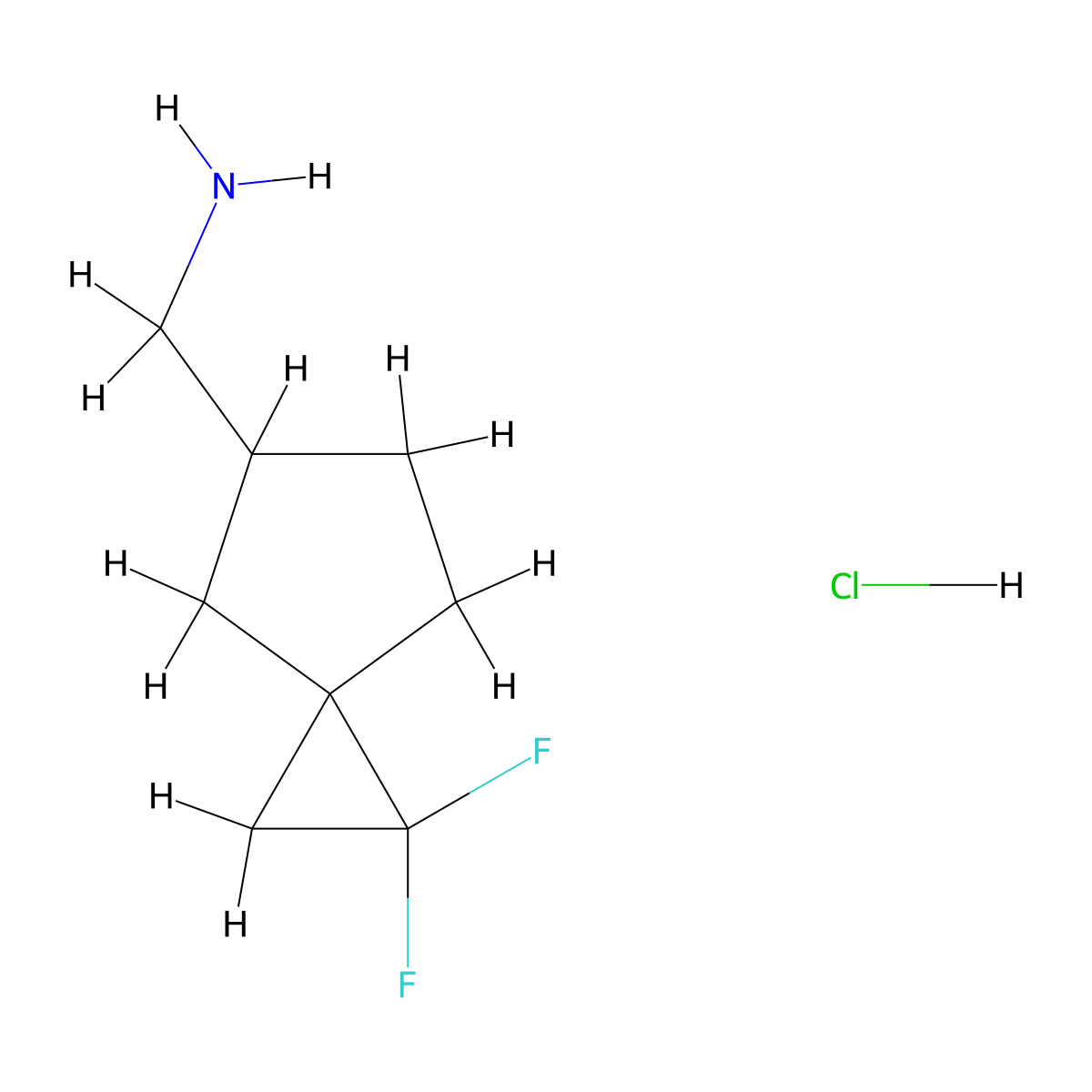 (1,1-Difluorospiro(2.4)heptan-5-yl)methanamine hydrochloride molecular structure, CAS 2253641-08-4