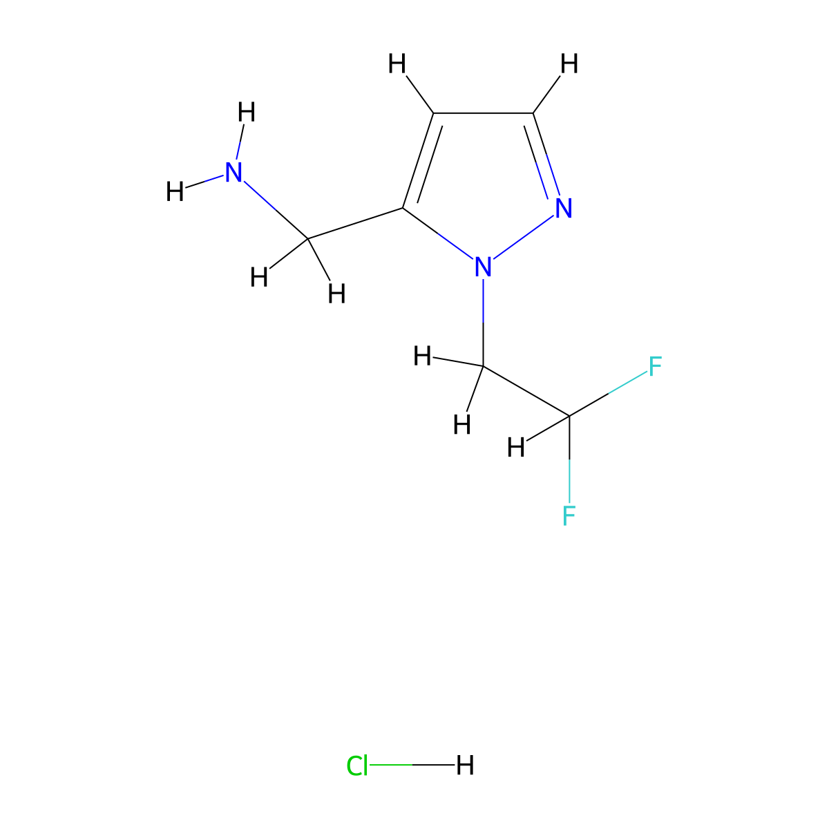 [2-(2,2-Difluoroethyl)pyrazol-3-yl]methanamine;hydrochloride molecular structure, CAS 2253641-09-5