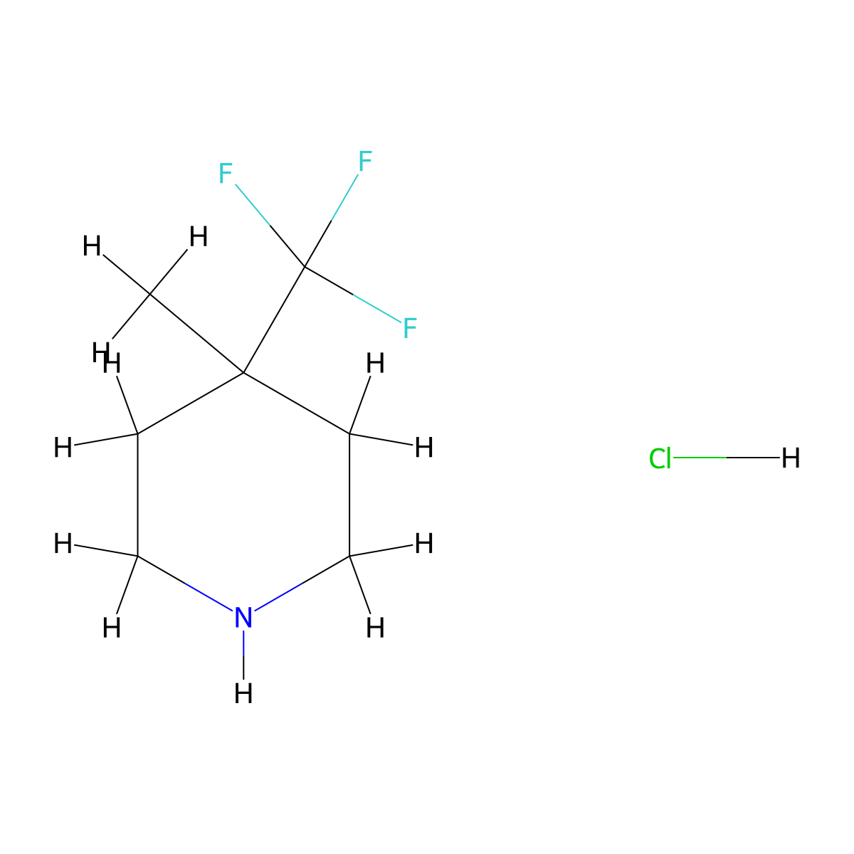 4-Methyl-4-(trifluoromethyl)piperidine hydrochloride molecular structure, CAS 2253641-17-5