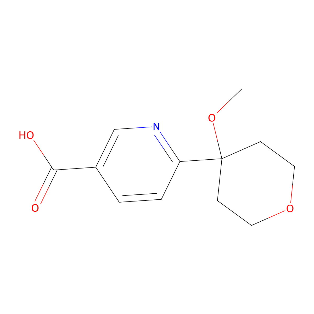 6-(4-Methoxyoxan-4-yl)pyridine-3-carboxylic acid molecular structure, CAS 2253641-21-1