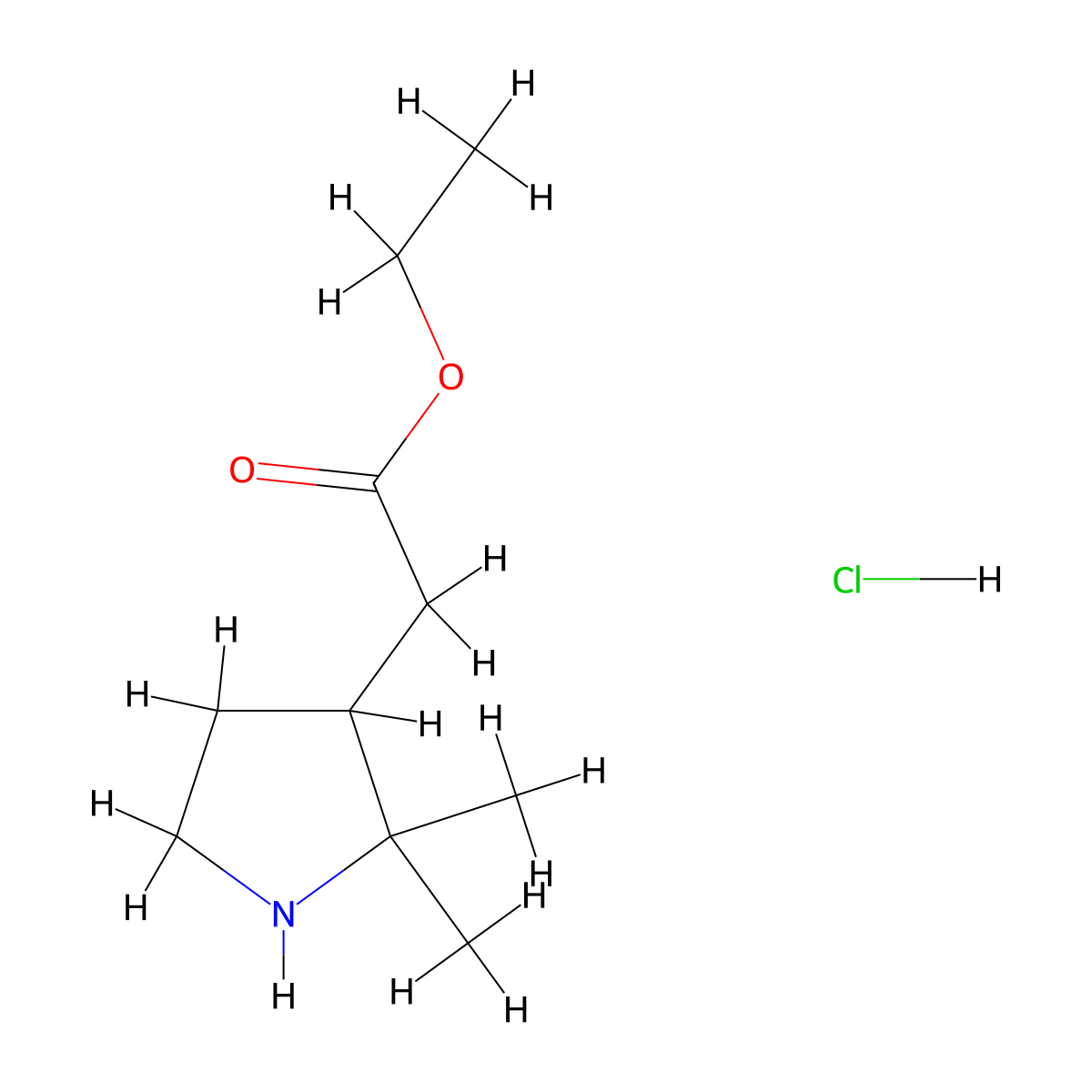 Ethyl 2-(2,2-dimethylpyrrolidin-3-yl)acetate hydrochloride molecular structure, CAS 2253641-25-5