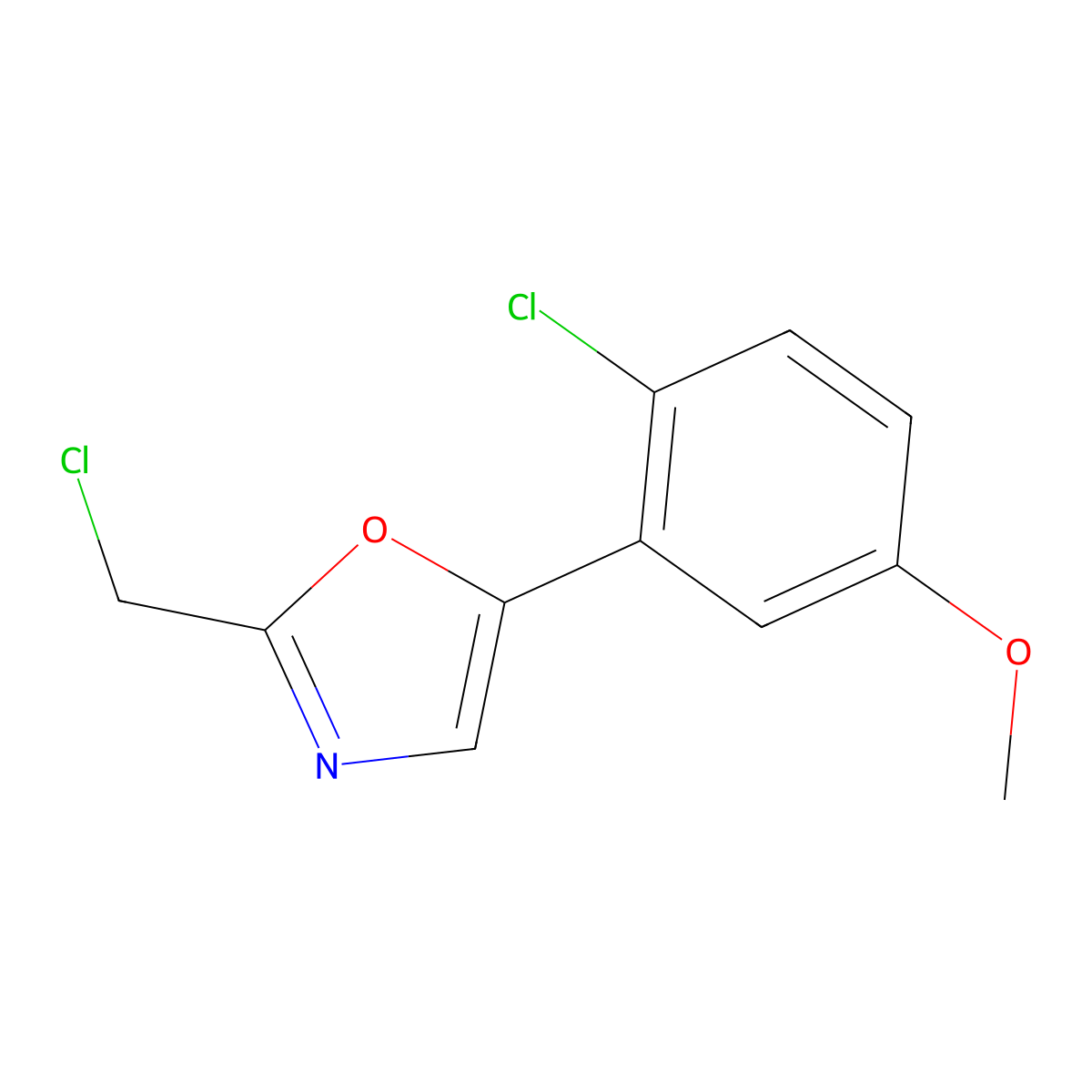 5-(2-Chloro-5-methoxyphenyl)-2-(chloromethyl)-1,3-oxazole molecular structure, CAS 2253641-31-3