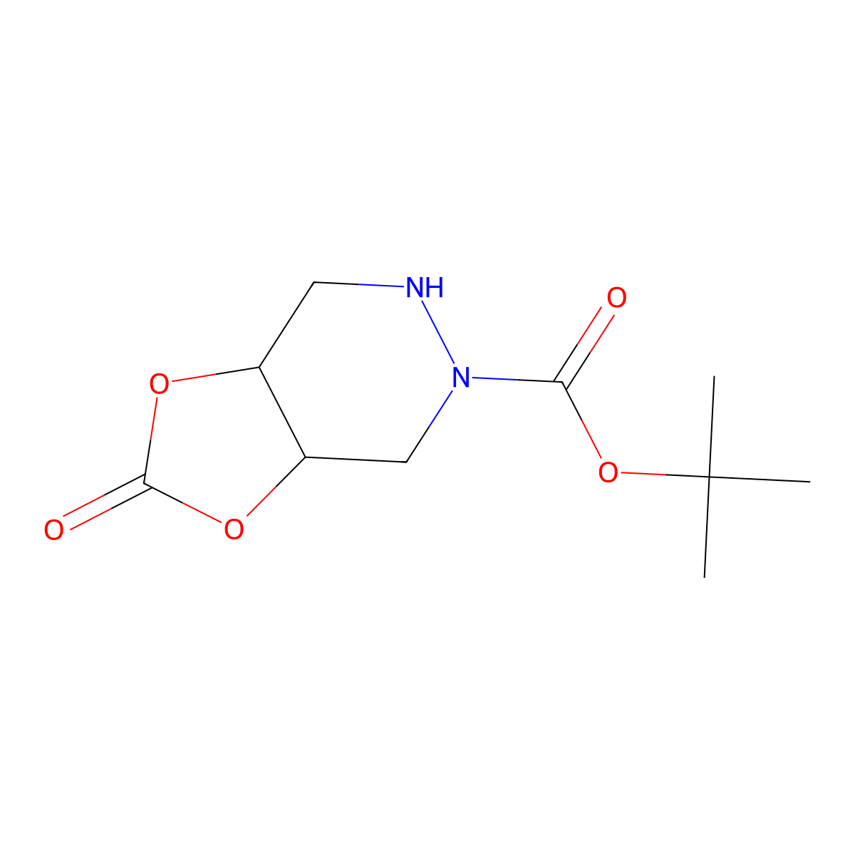 rac-tert-butyl (3aR,7aS)-2-oxo-hexahydro-2H-(1,3)dioxolo(4,5-d)pyridazine-5-carboxylate molecular structure, CAS 2253641-32-4