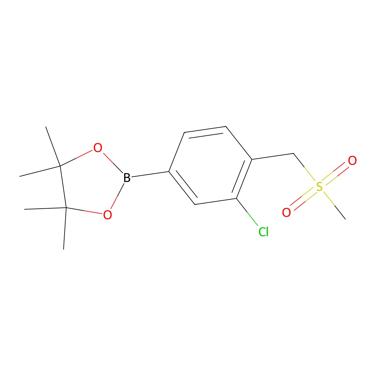2-[3-Chloro-4-(methanesulfonylmethyl)phenyl]-4,4,5,5-tetramethyl-1,3,2-dioxaborolane molecular structure, CAS 2253750-91-1