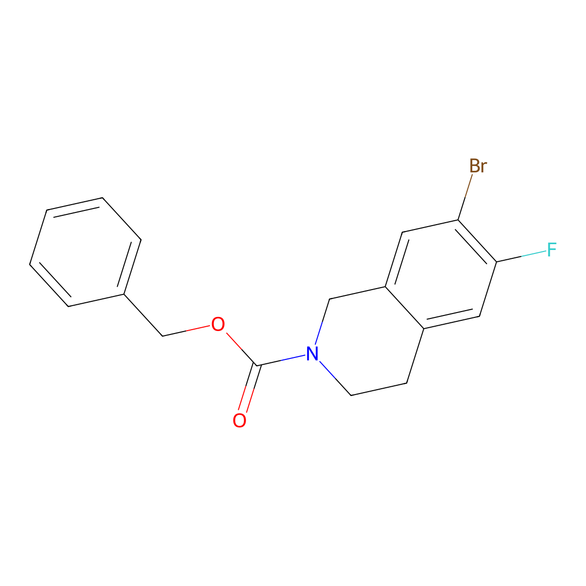 Benzyl 7-bromo-6-fluoro-1,2,3,4-tetrahydroisoquinoline-2-carboxylate molecular structure, CAS 2253789-25-0