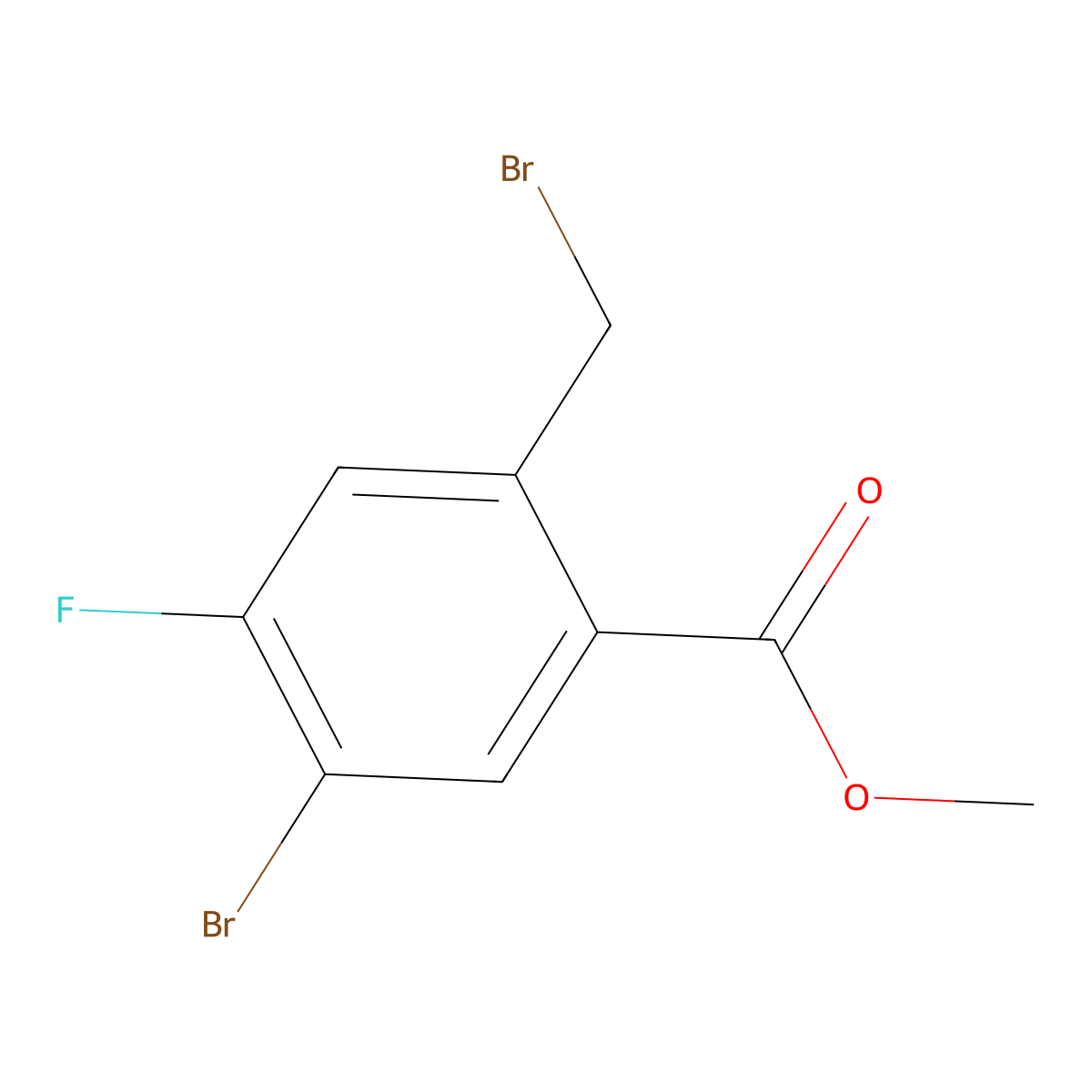 Benzoic acid, 5-bromo-2-(bromomethyl)-4-fluoro-, methyl ester molecular structure, CAS 2253789-54-5