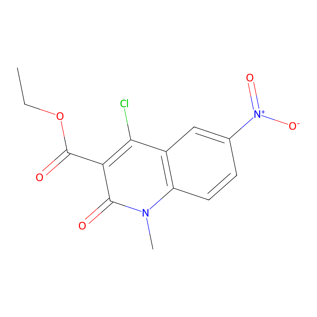 Ethyl 4-chloro-1-methyl-6-nitro-2-oxoquinoline-3-carboxylate molecular structure, CAS 2253790-59-7