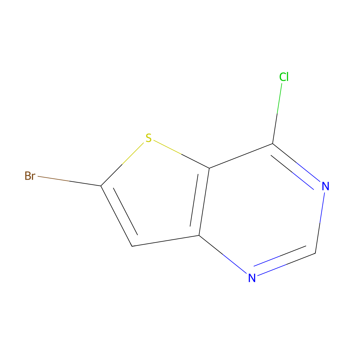 6-Bromo-4-chlorothieno(3,2-d)pyrimidine molecular structure, CAS 225385-03-5