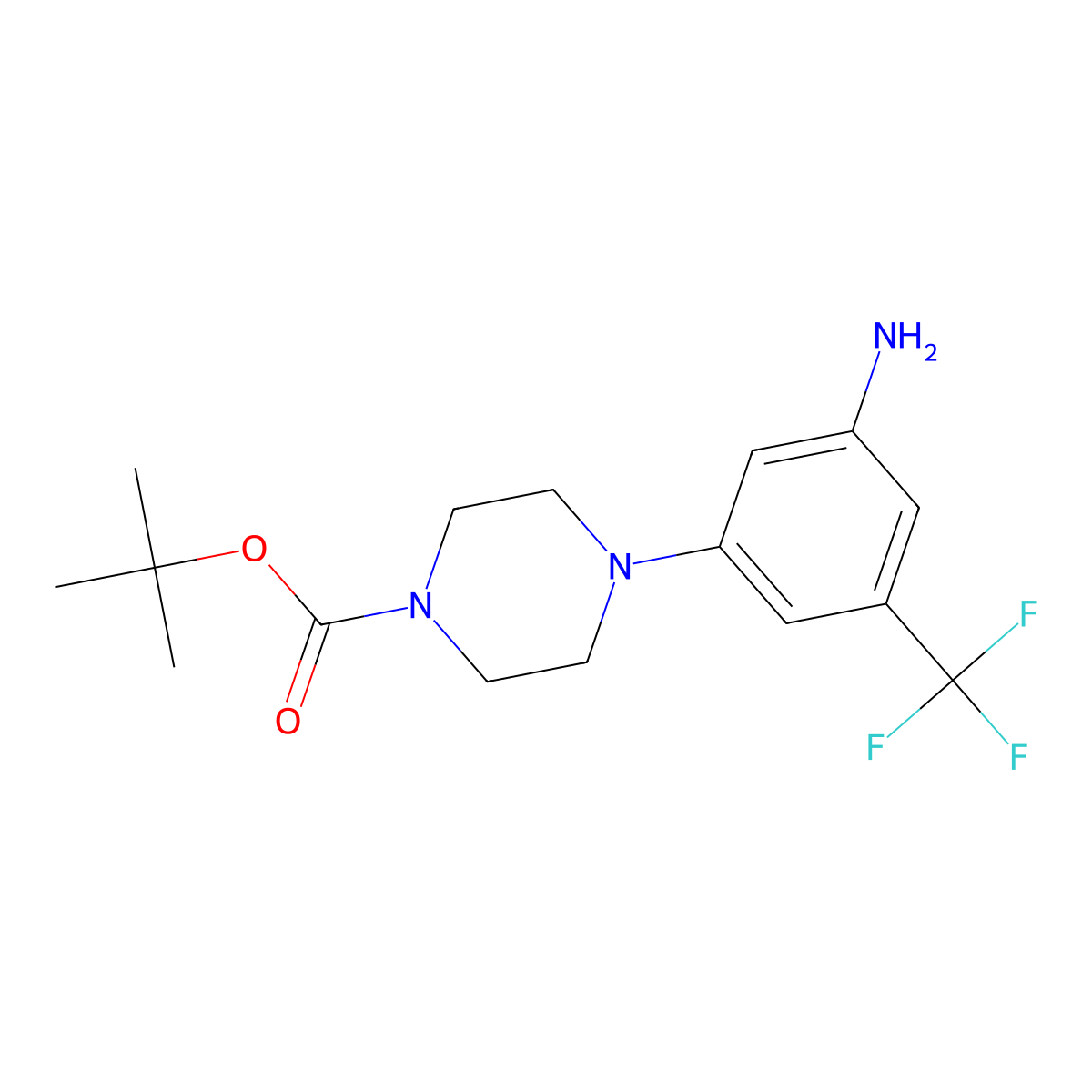Tert-butyl 4-(3-amino-5-(trifluoromethyl)phenyl)piperazine-1-carboxylate molecular structure, CAS 2253853-42-6