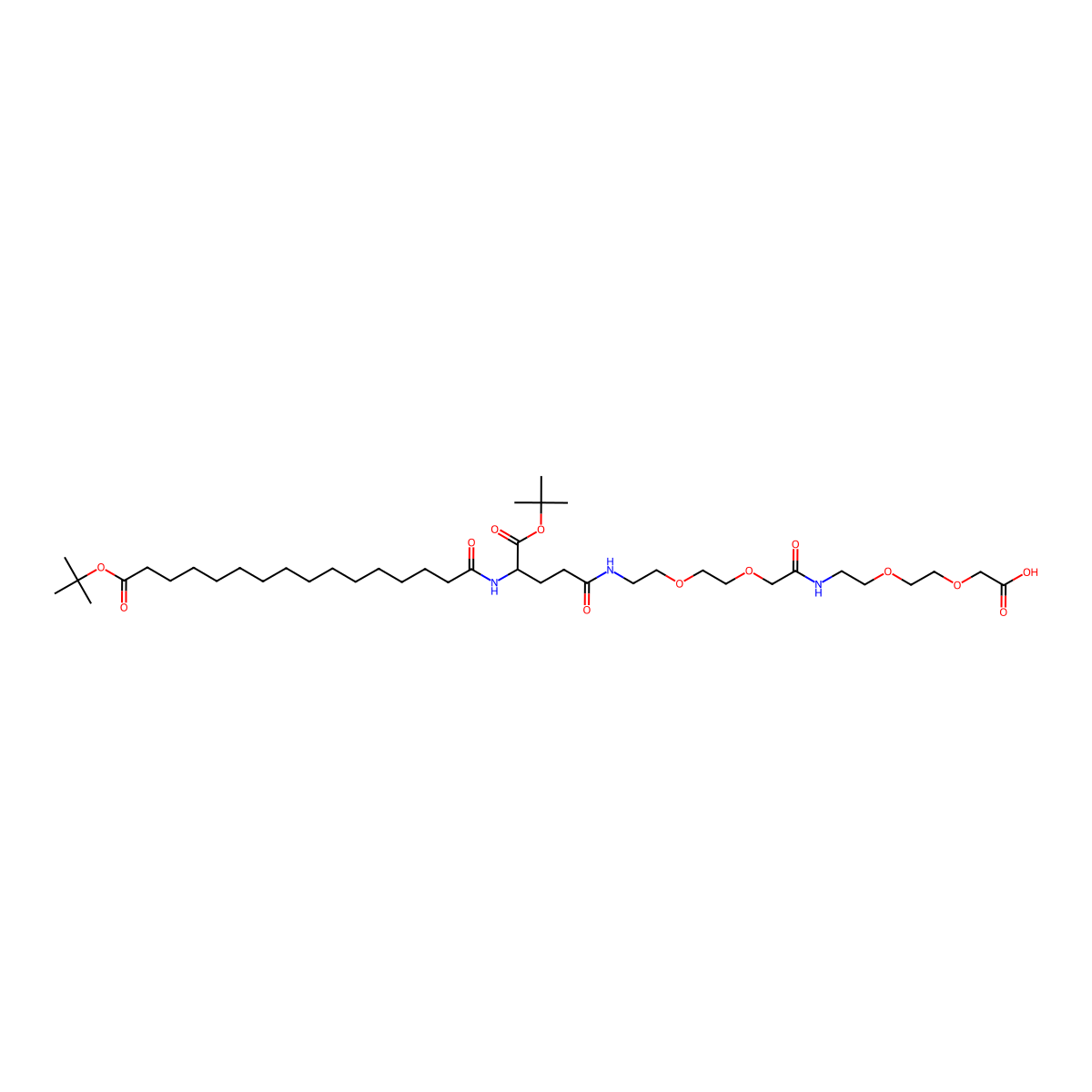 (S)-22-(tert-Butoxycarbonyl)-41,41-dimethyl-10,19,24,39-tetraoxo-3,6,12,15,40-pentaoxa-9,18,23-triazadotetracontanoic acid molecular structure, CAS 2253870-61-8