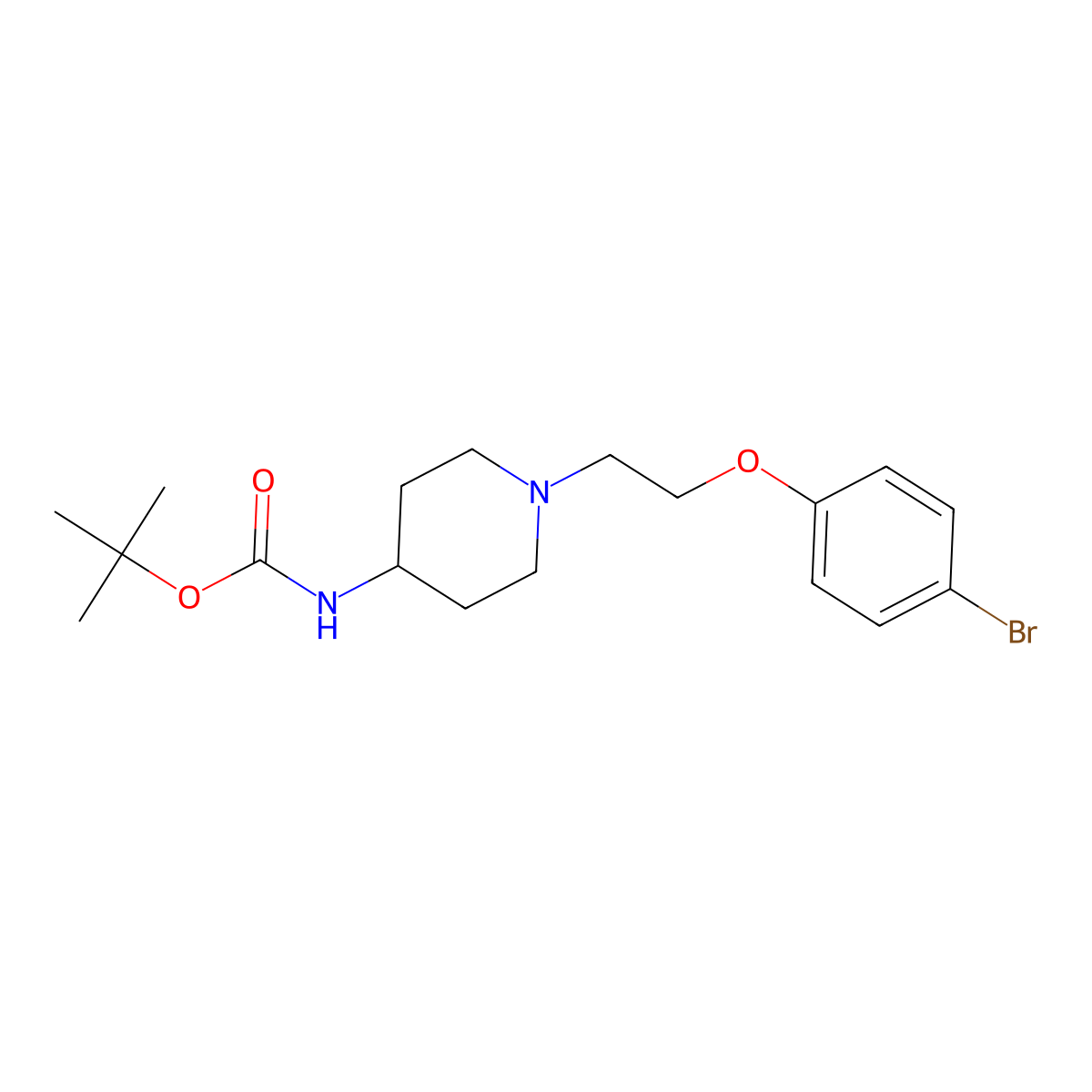 tert-butyl N-{1-[2-(4-bromophenoxy)ethyl]piperidin-4-yl}carbamate molecular structure, CAS 2253872-25-0