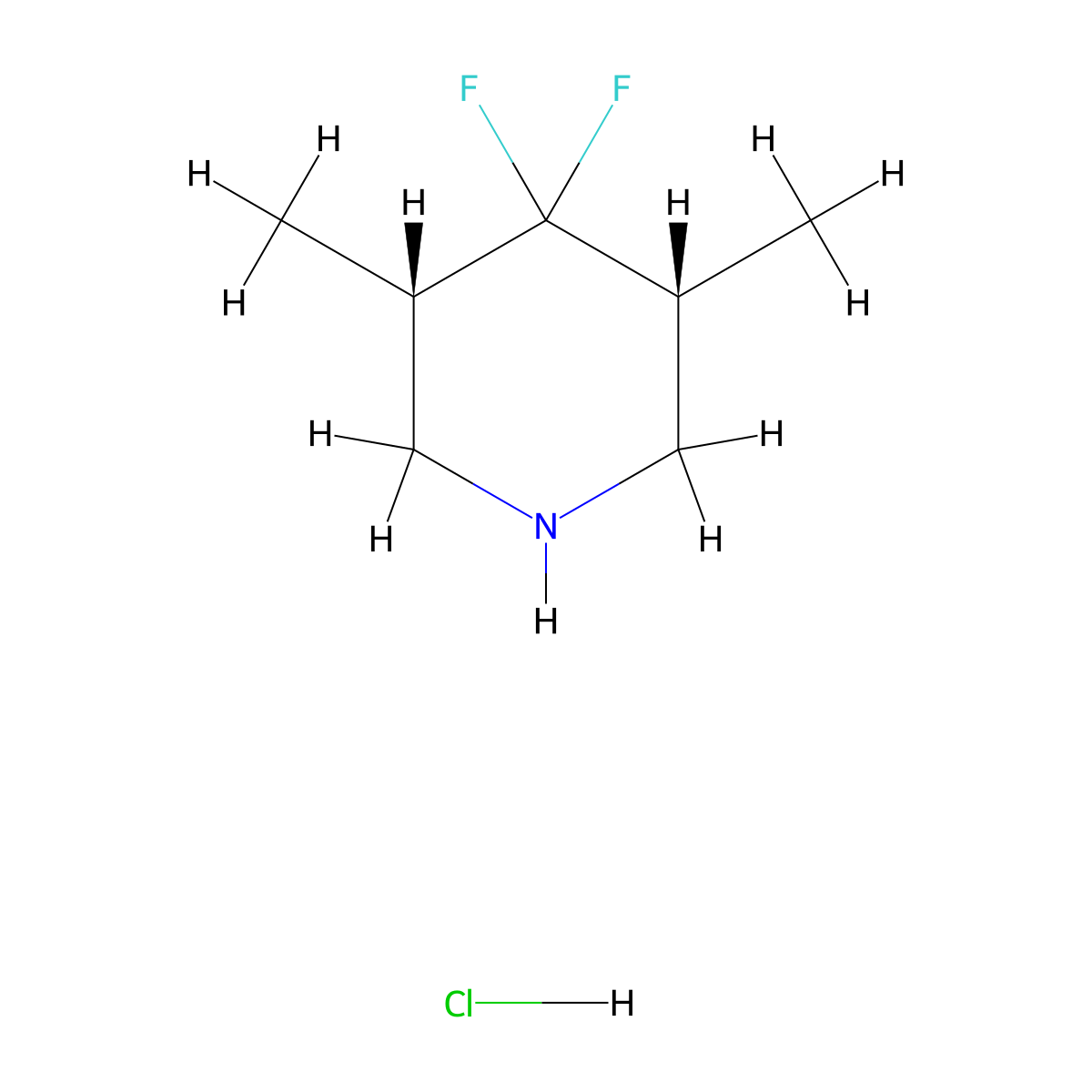 (3R,5S)-4,4-difluoro-3,5-dimethylpiperidine hydrochloride molecular structure, CAS 2253880-94-1