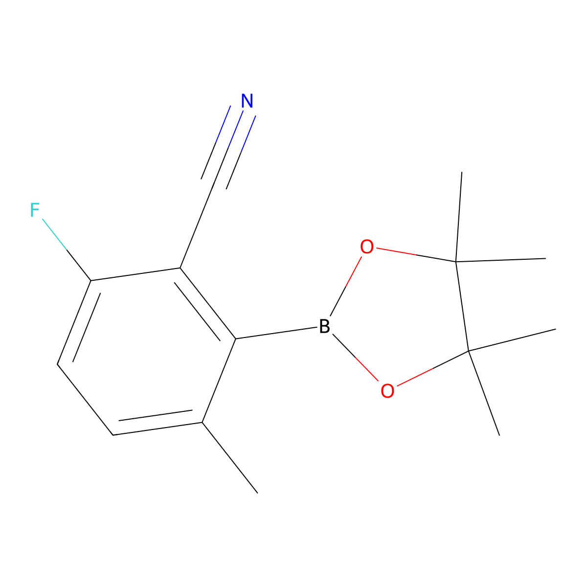 2-Cyano-3-fluoro-6-methylphenylboronic acid pinacol ester molecular structure, CAS 2253959-58-7