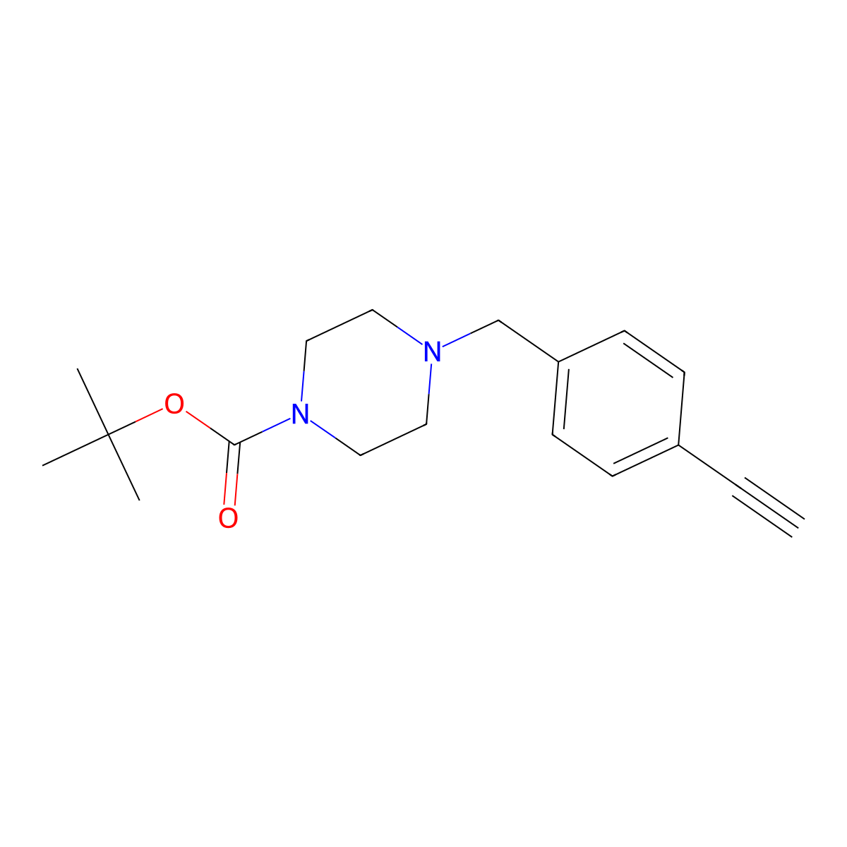 tert-Butyl 4-[(4-ethynylphenyl)methyl]piperazine-1-carboxylate molecular structure, CAS 2253960-34-6