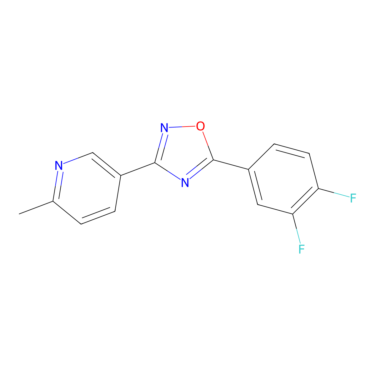 5-(3,4-Difluorophenyl)-3-(6-methylpyridin-3-yl)-1,2,4-oxadiazole molecular structure, CAS 2254004-96-9
